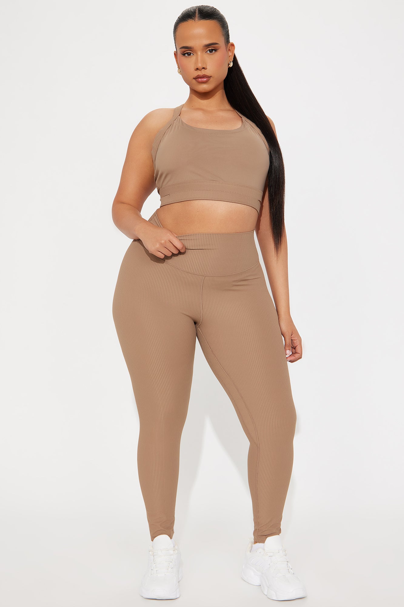 Breath Control Ribbed Active Set - Mocha - Image 4