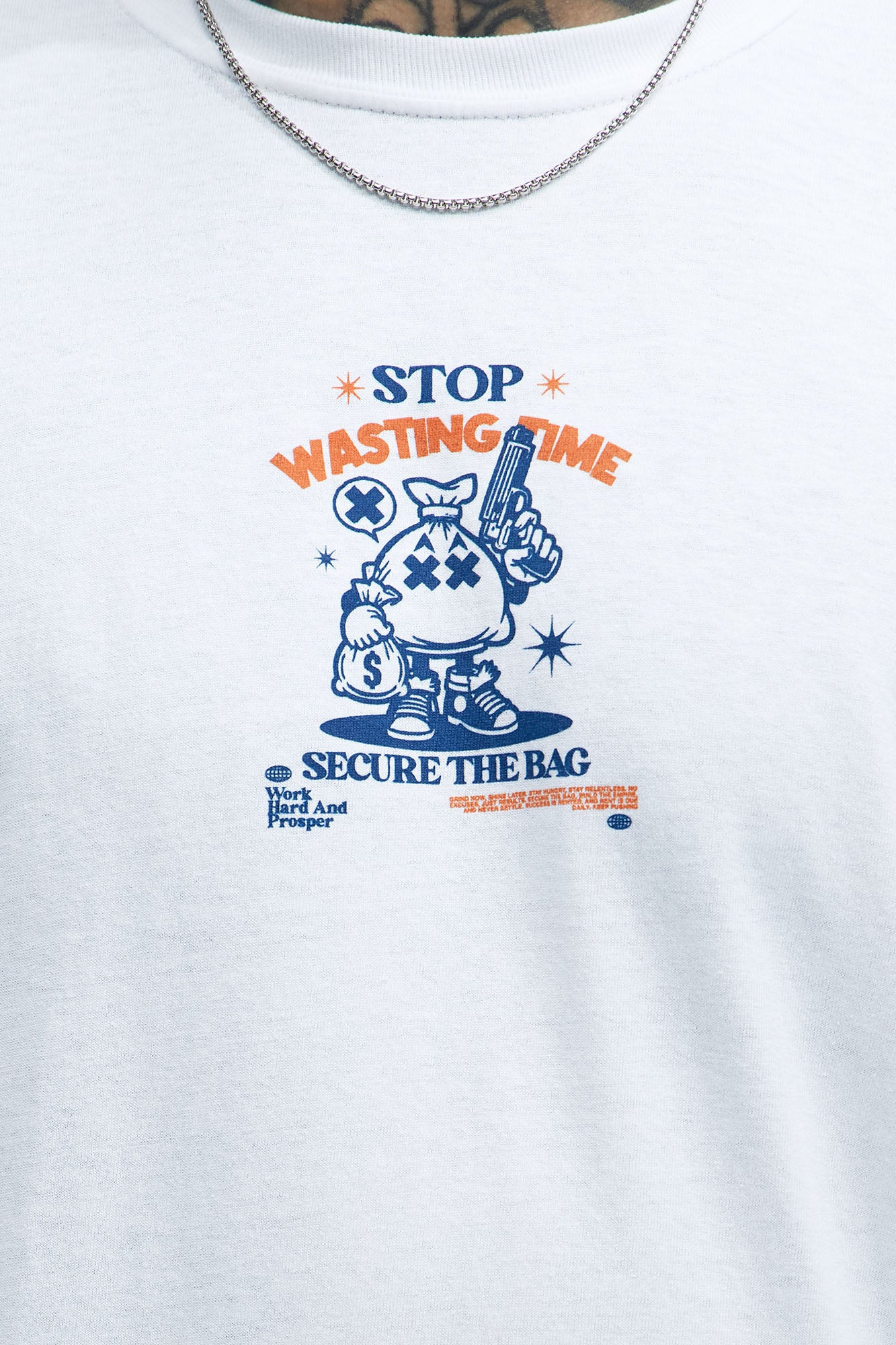 Stop Wasting Time Roll Short Sleeve Tee - White - Image 3