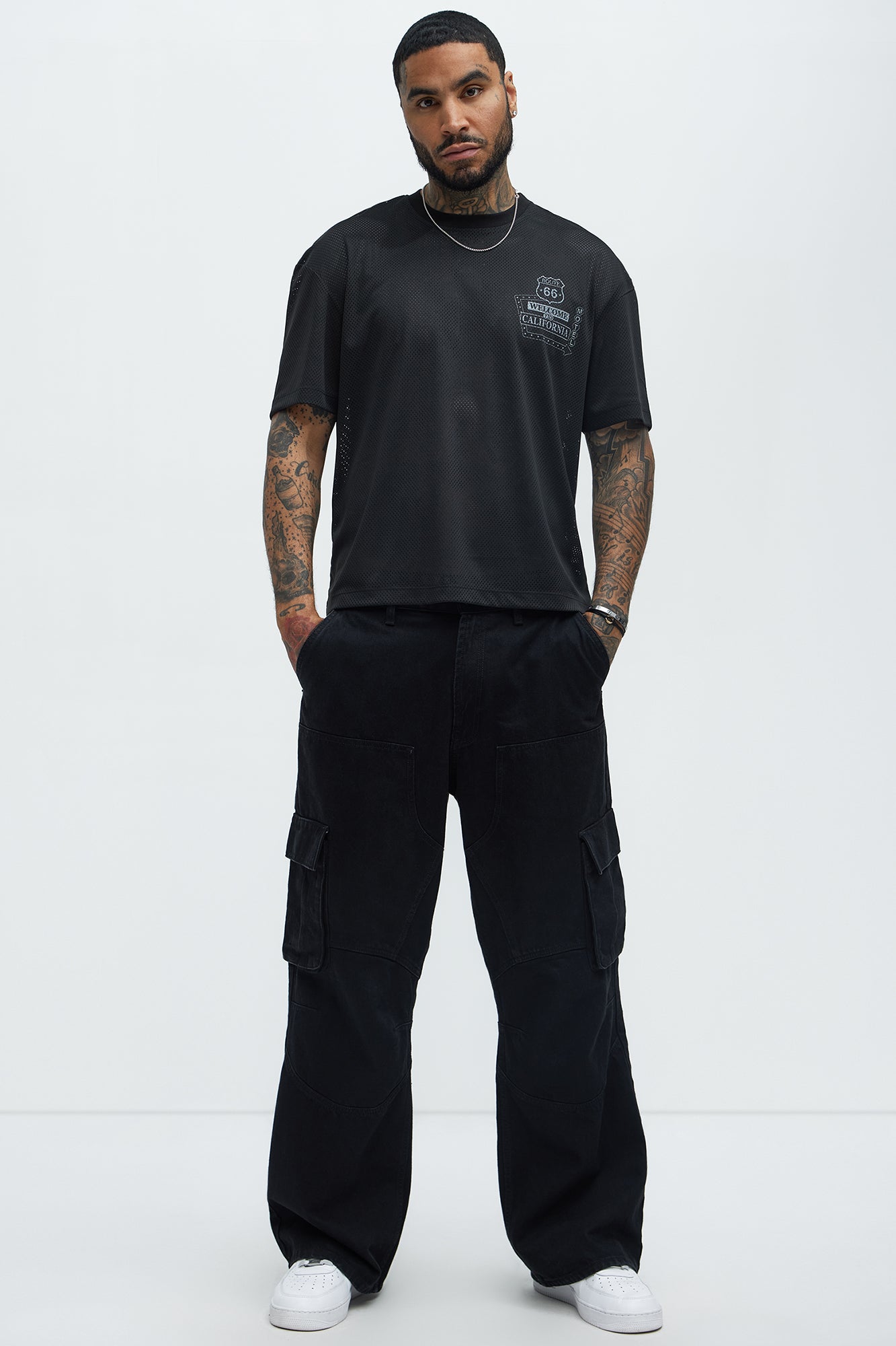 California Motel Relaxed Mesh Tee - Black - Image 4