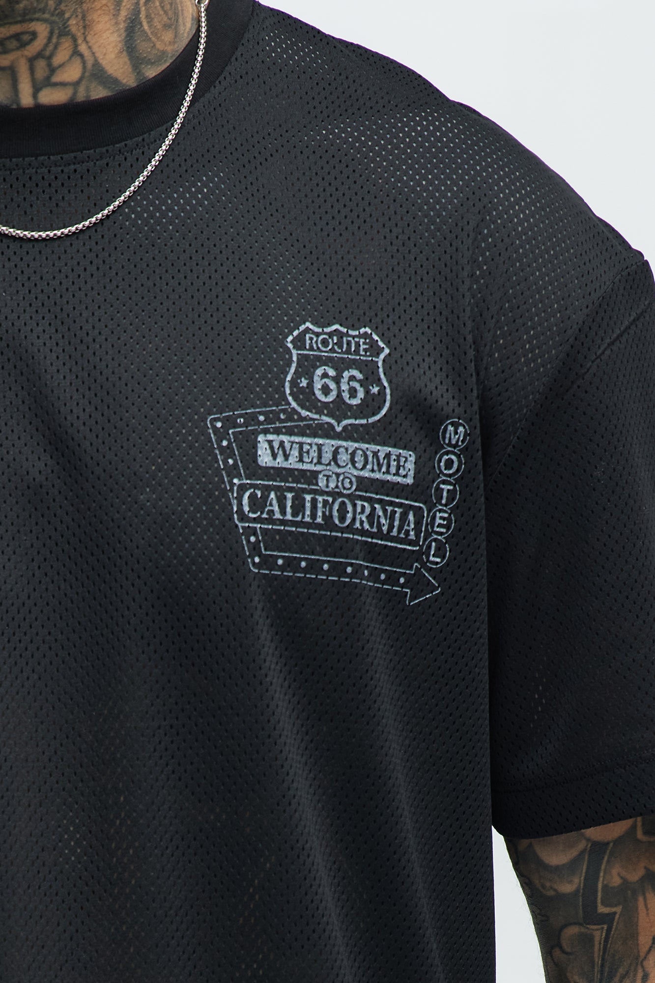California Motel Relaxed Mesh Tee - Black - Image 3