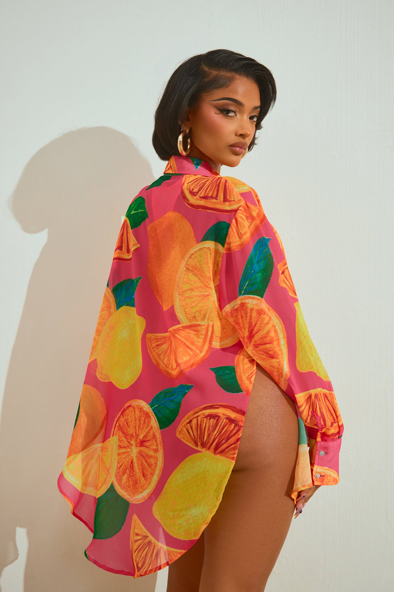 Summer Wave Cover Up Shirt - Fuchsia/combo - Image 3