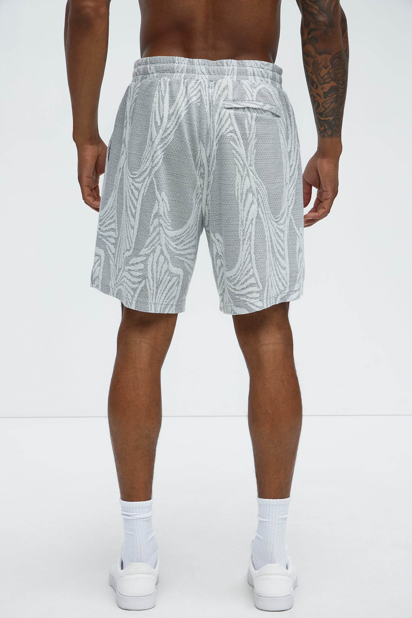 Leaf Patterned Knit Shorts - Grey/combo - Image 4