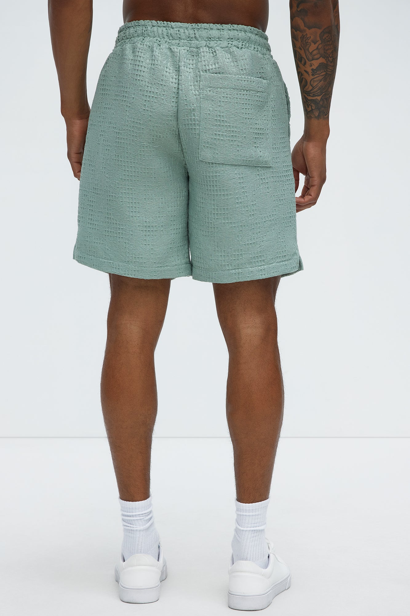 Subtle Waffle Texture Shorts - Sage - Image 4