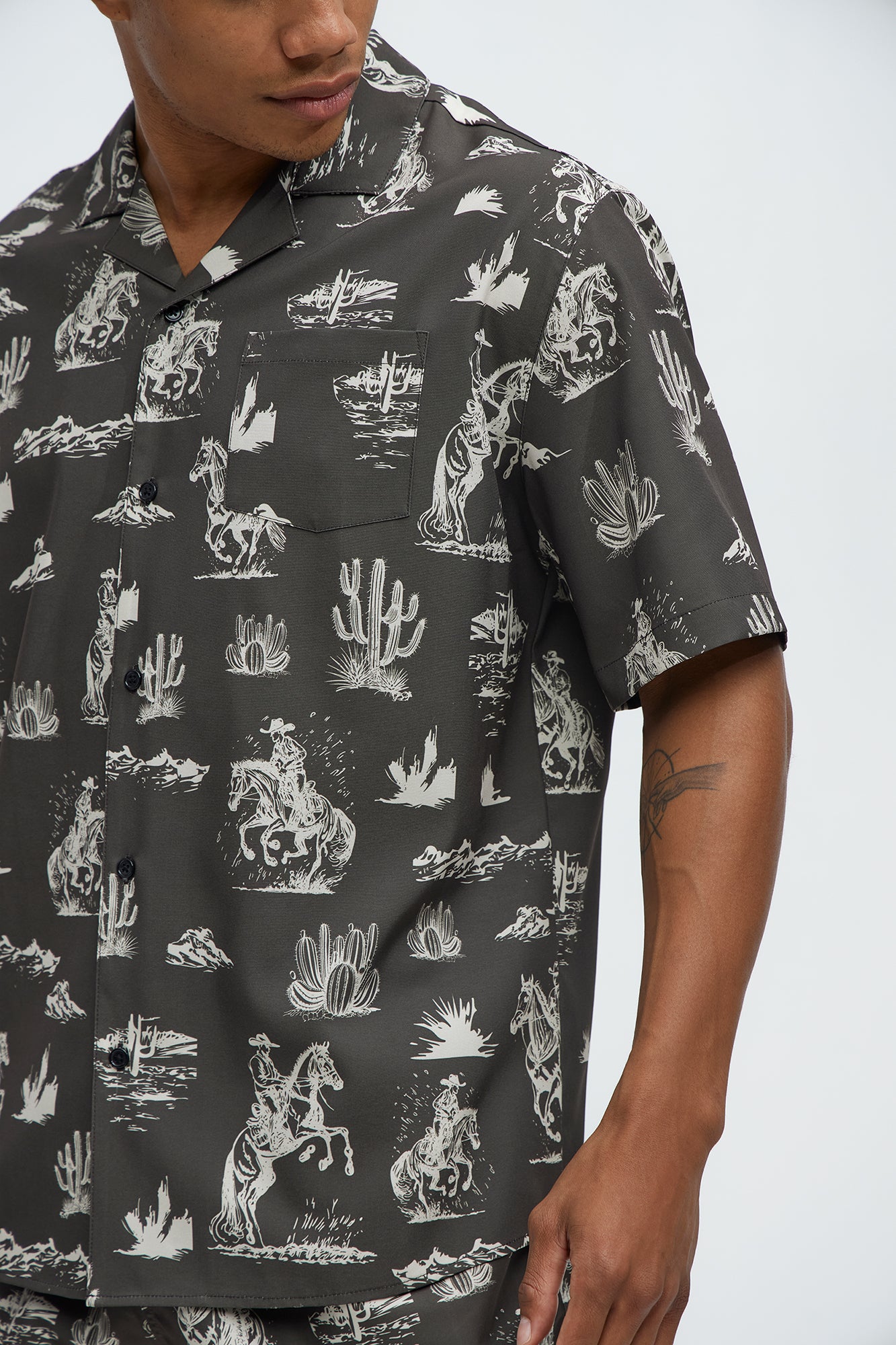 Wild West Button Up Shirt - Brown/combo - Image 3