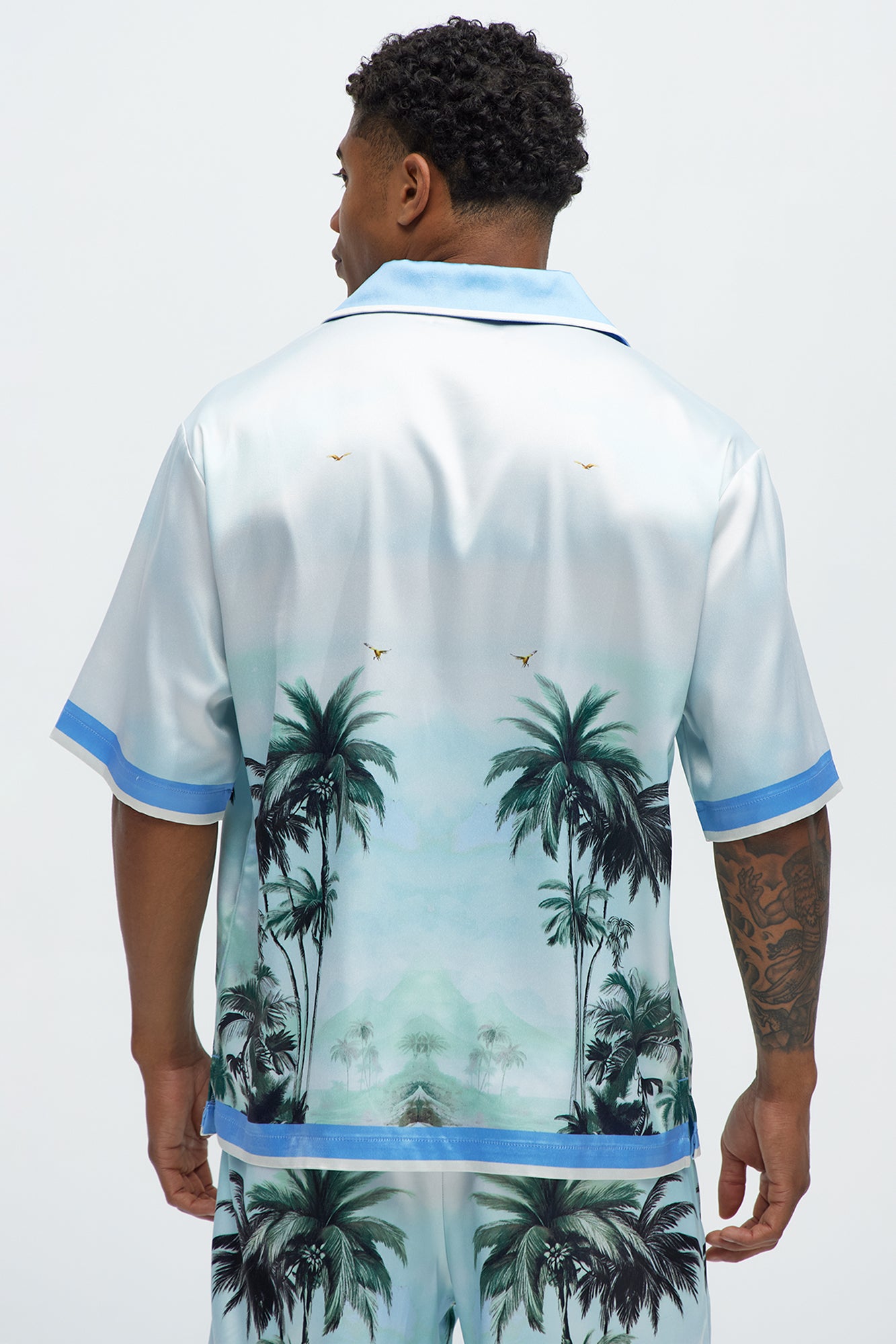 Cockatiel And Palm Resort Button Up Shirt - Multi Color - Image 3
