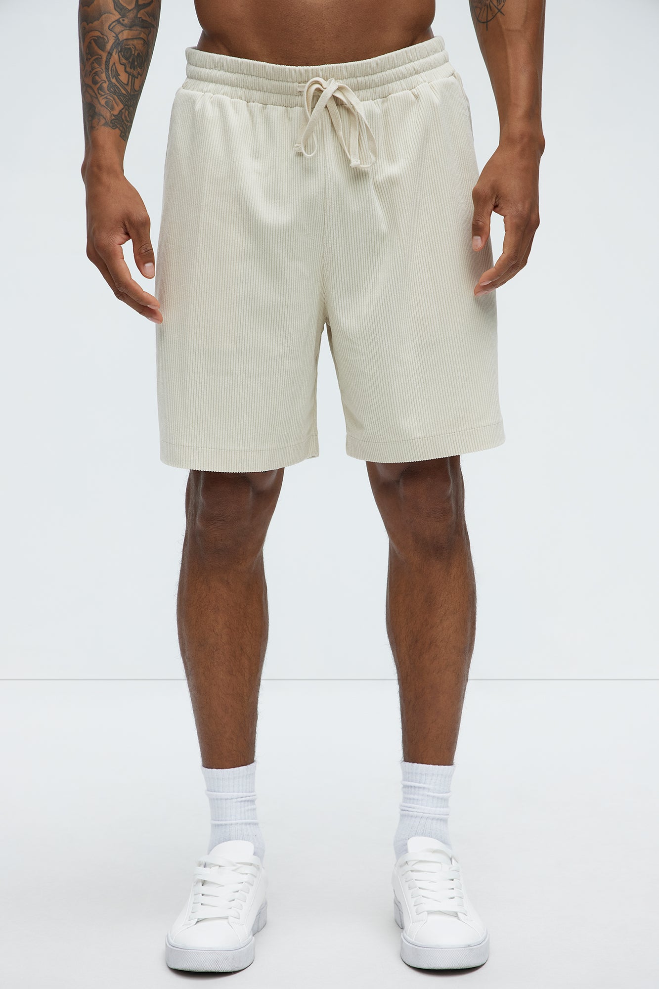 Beau Relaxed Corduroy Shorts - Cream - Image 3