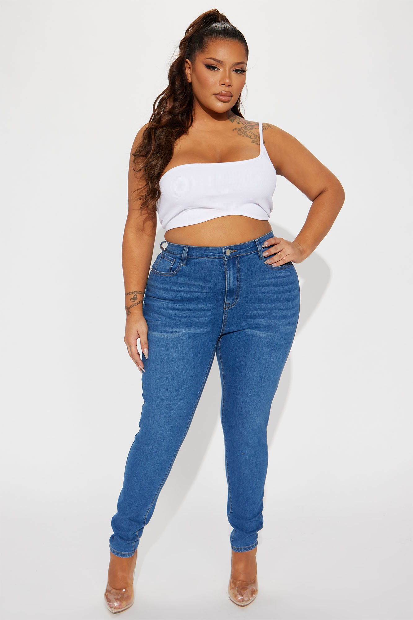 Amara High Rise Stretch Skinny Jeans - Medium Wash - Image 4
