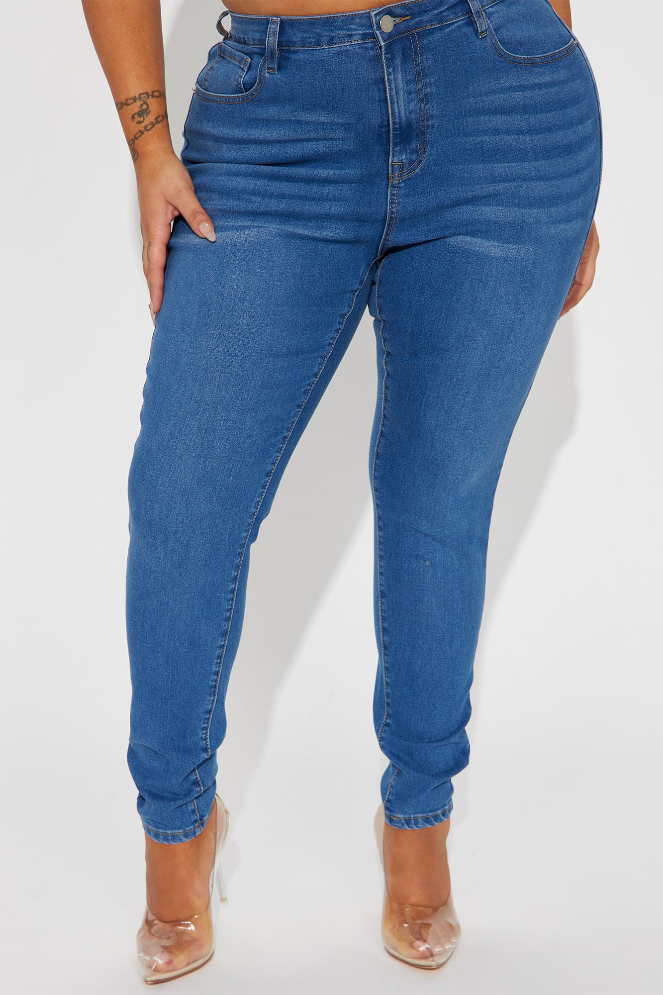 Amara High Rise Stretch Skinny Jeans - Medium Wash - Image 5