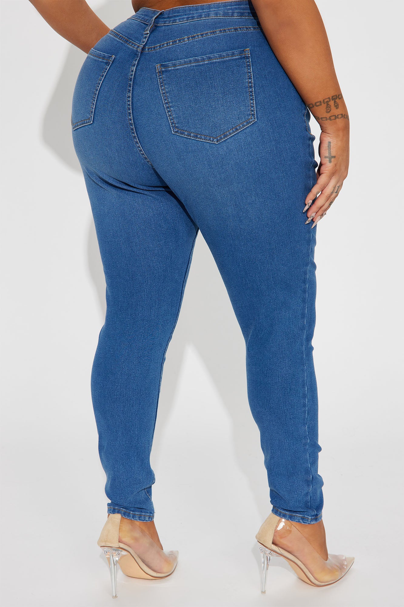 Amara High Rise Stretch Skinny Jeans - Medium Wash - Image 6