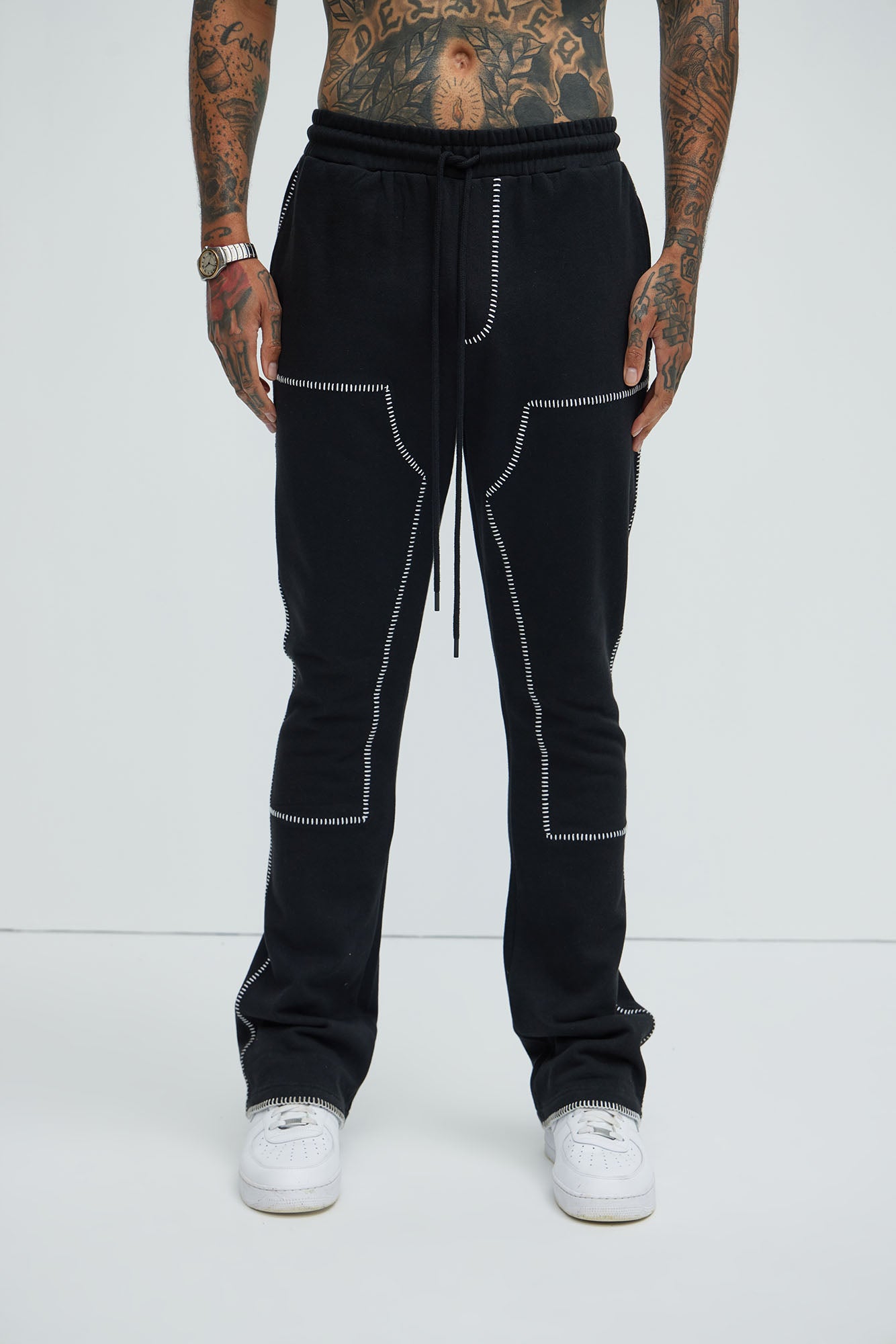 Tyson Stitch Skinny Flared Sweatpants - Black - Image 3
