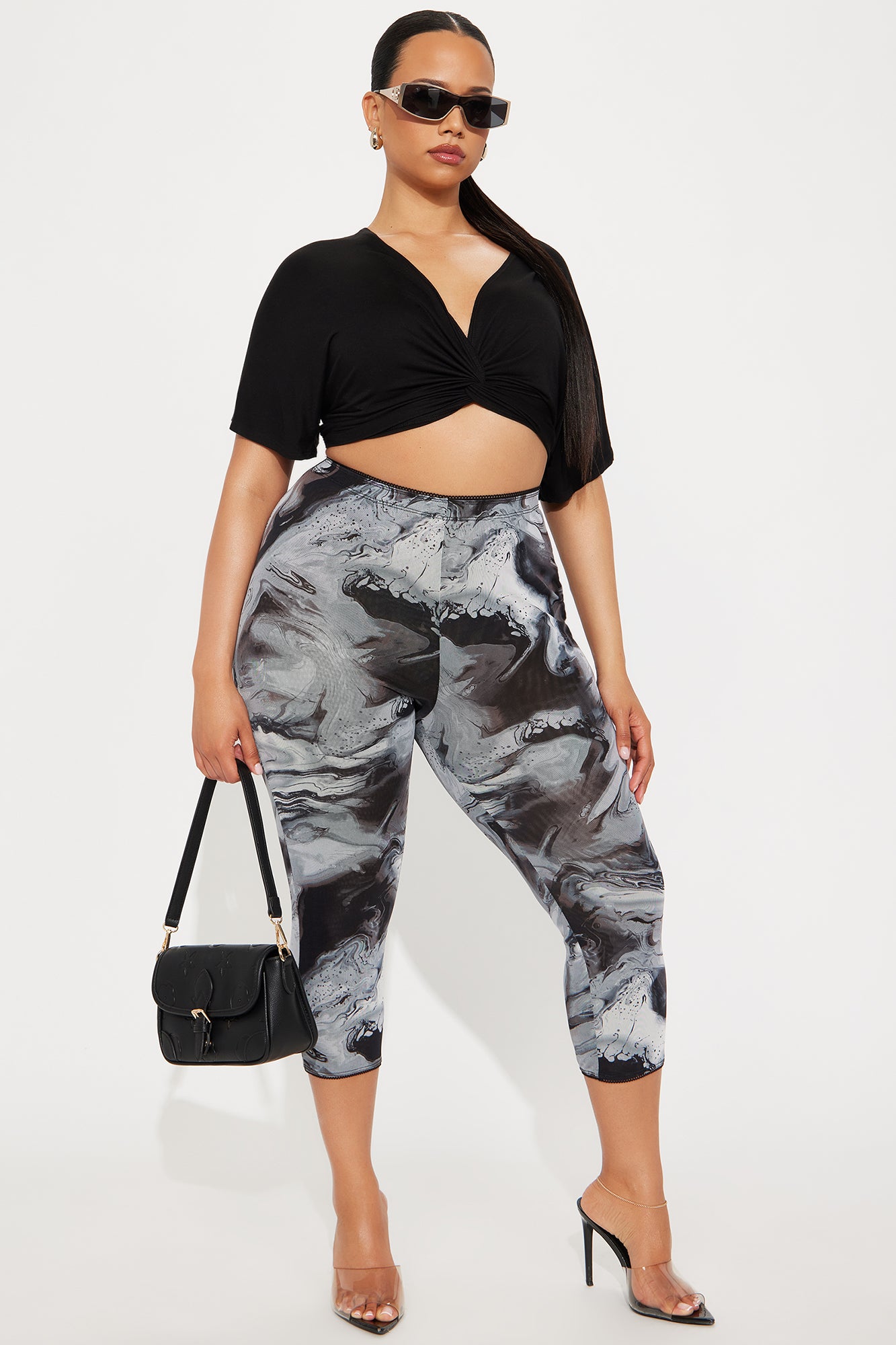 Maya Mesh Capri Legging - Grey - Image 4