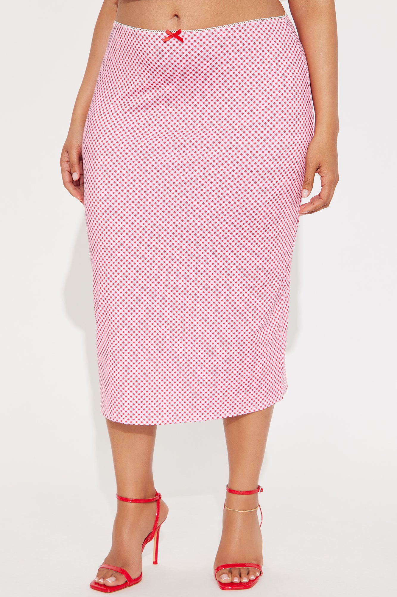 Cherie Gingham Midi Skirt - Red - Image 5