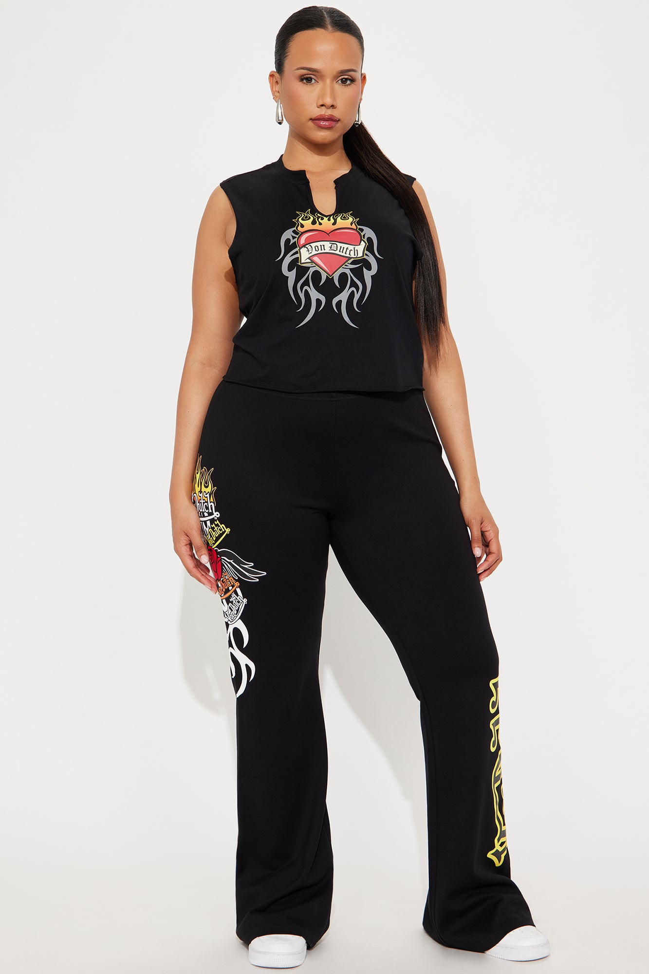Von Dutch Fiery Heart Muscle Tee - Black - Image 7