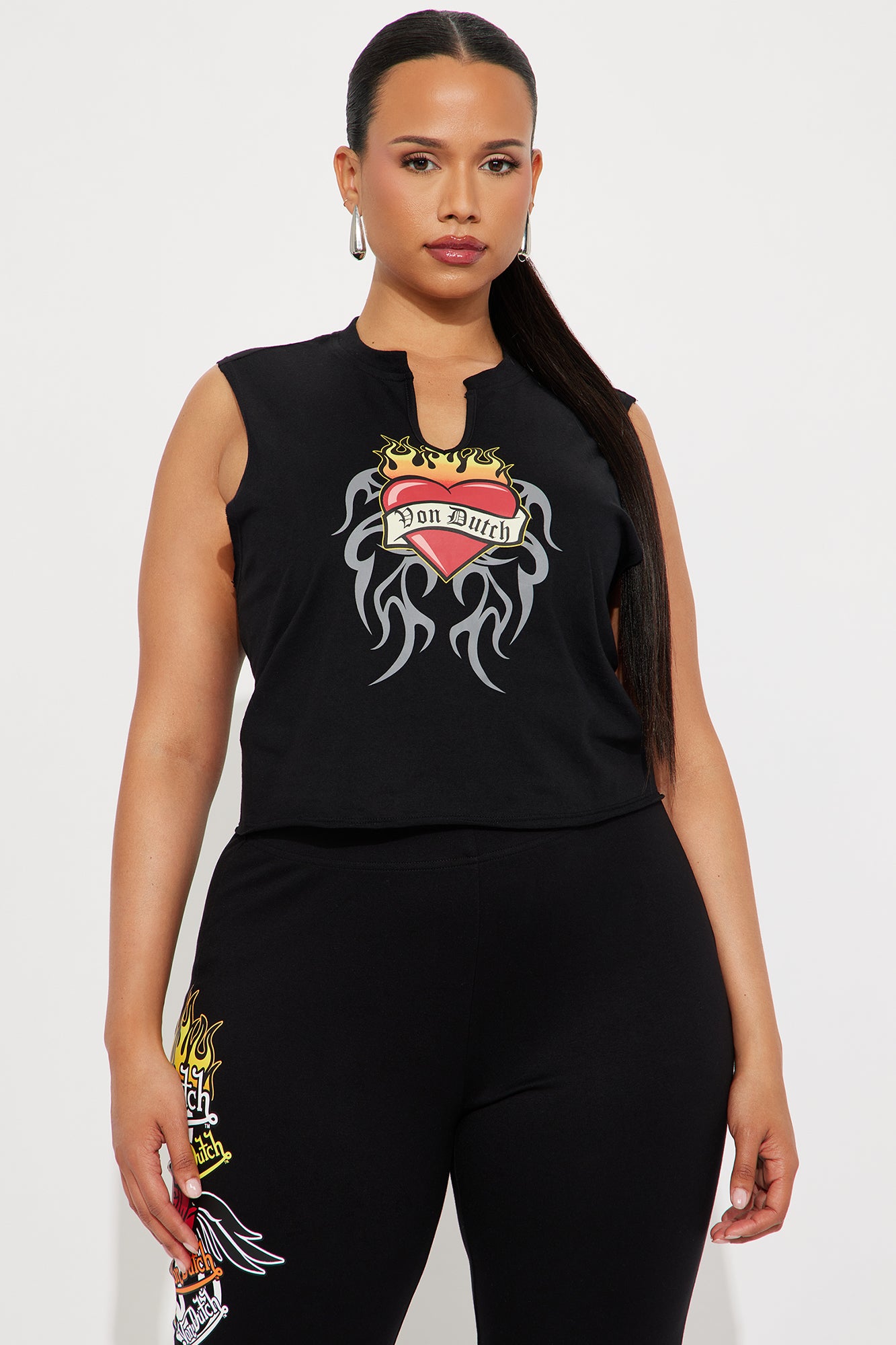 Von Dutch Fiery Heart Muscle Tee - Black - Image 6