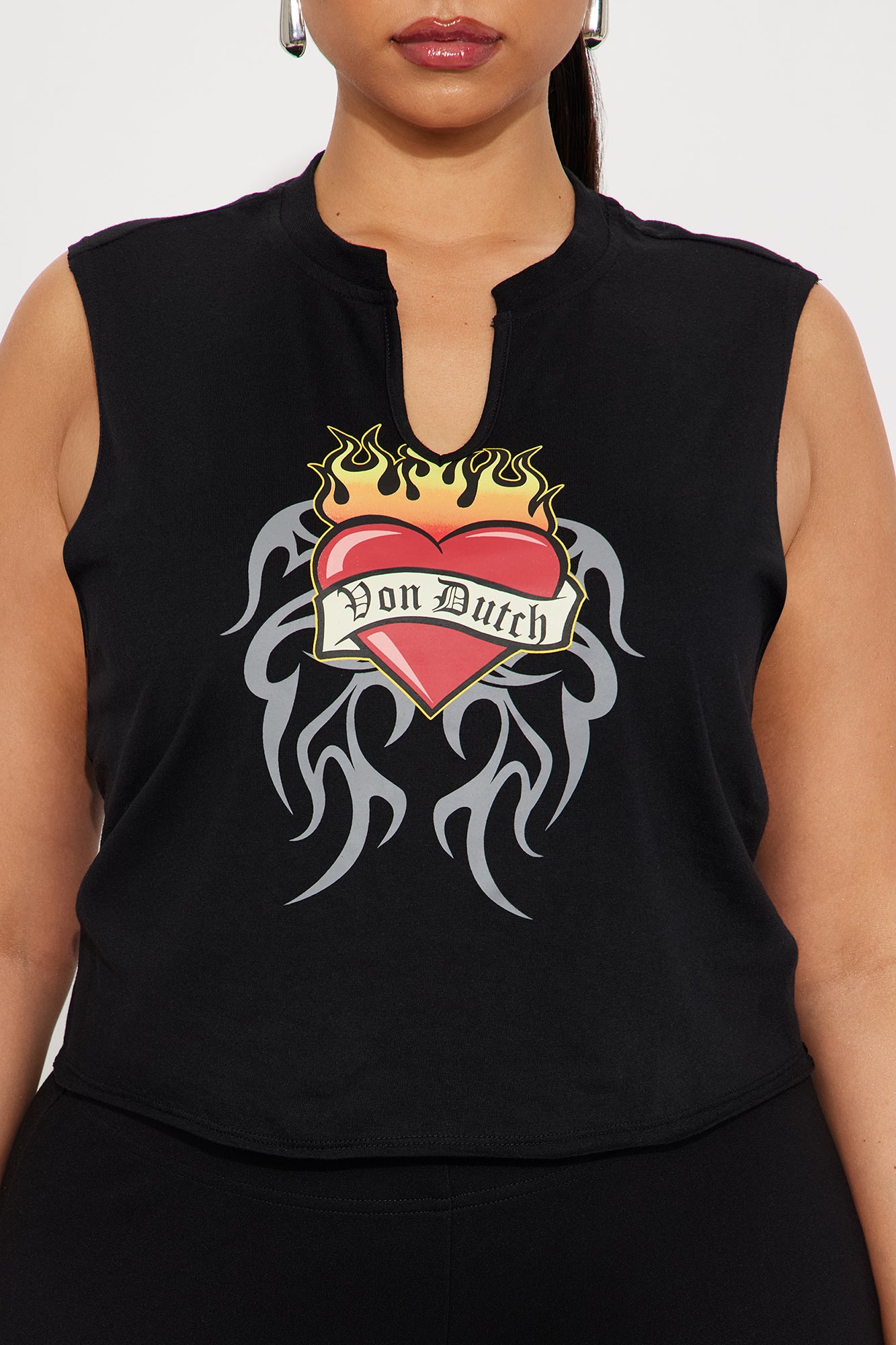 Von Dutch Fiery Heart Muscle Tee - Black - Image 8