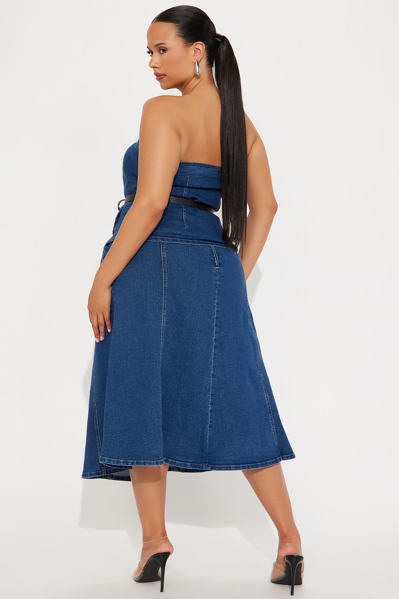 Zoe Denim Belted Skirt Set - Medium Wash - Image 6