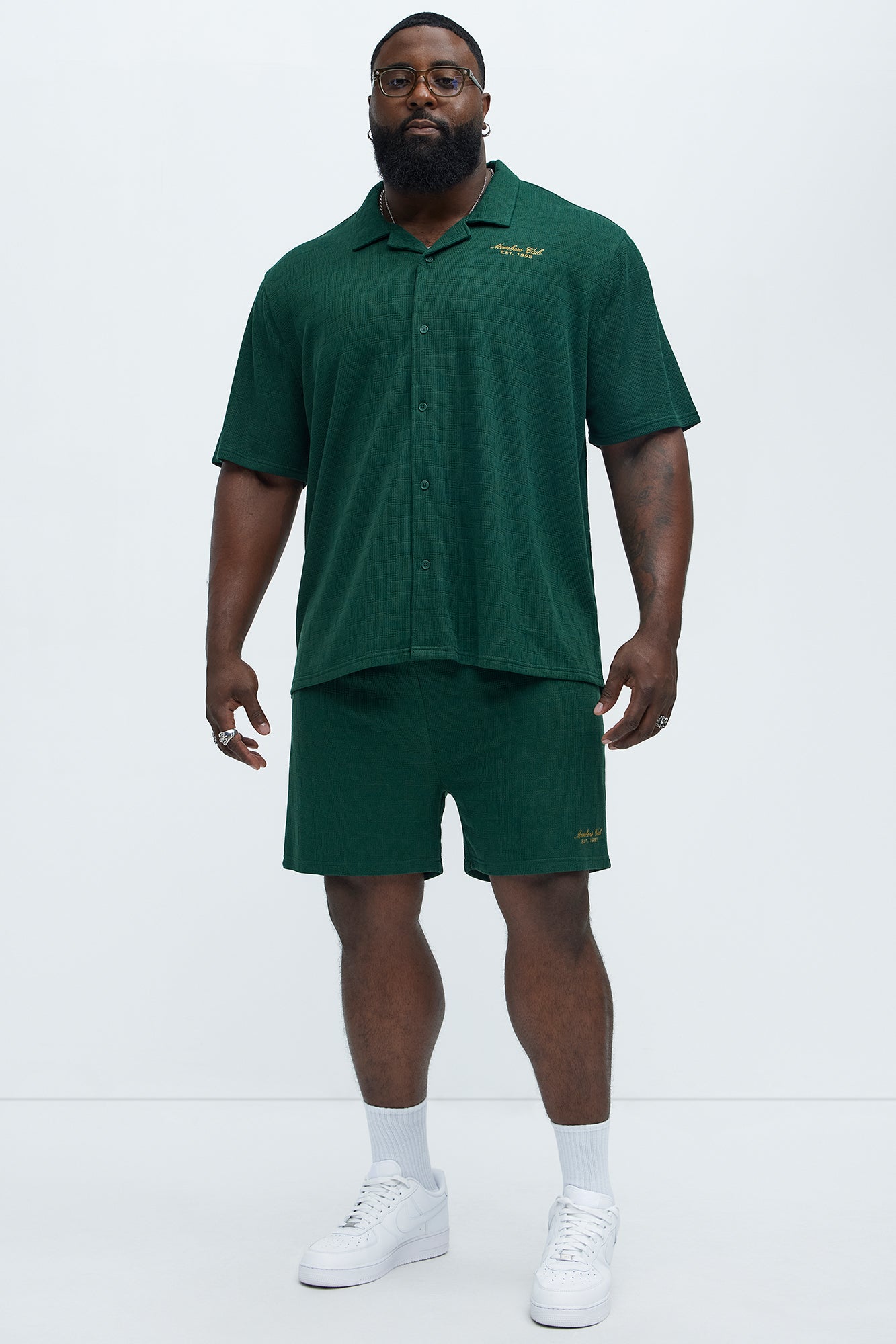 Vintage Short Sleeve Button Up Shirt - Hunter Green - Image 6