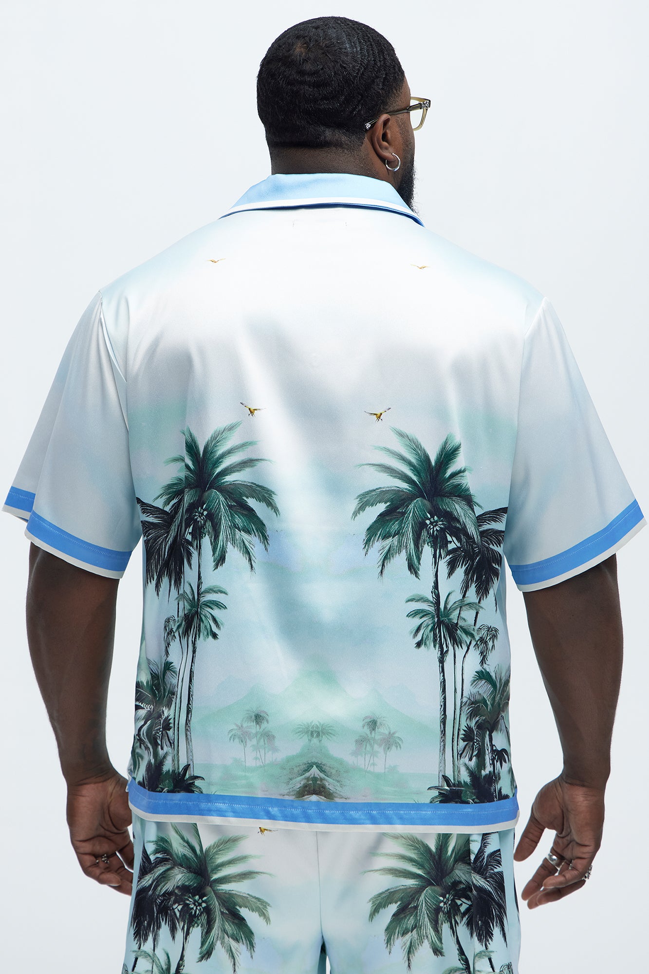 Cockatiel And Palm Resort Button Up Shirt - Multi Color - Image 6