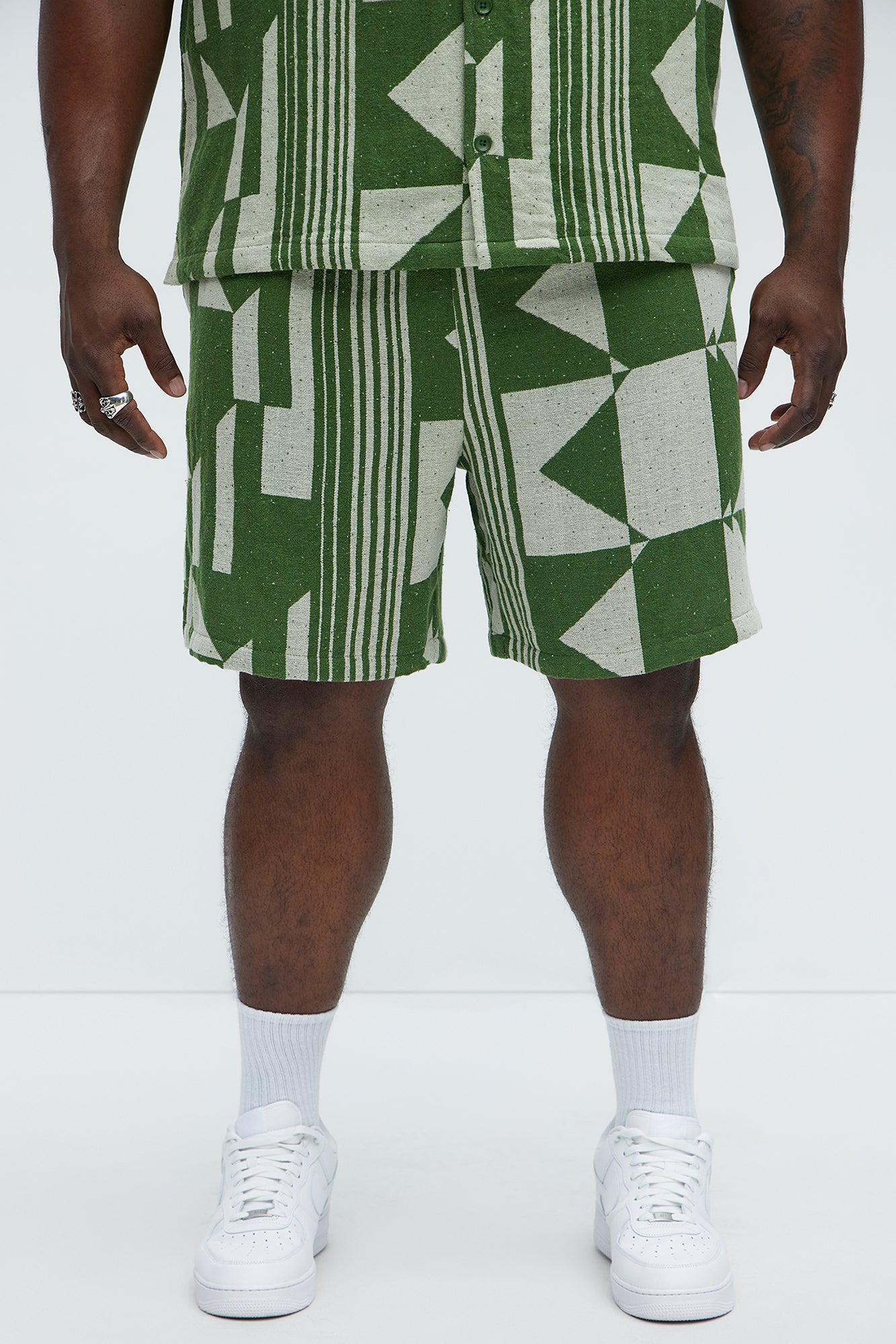 Abstract Relaxed Shorts - Olive/combo - Image 7