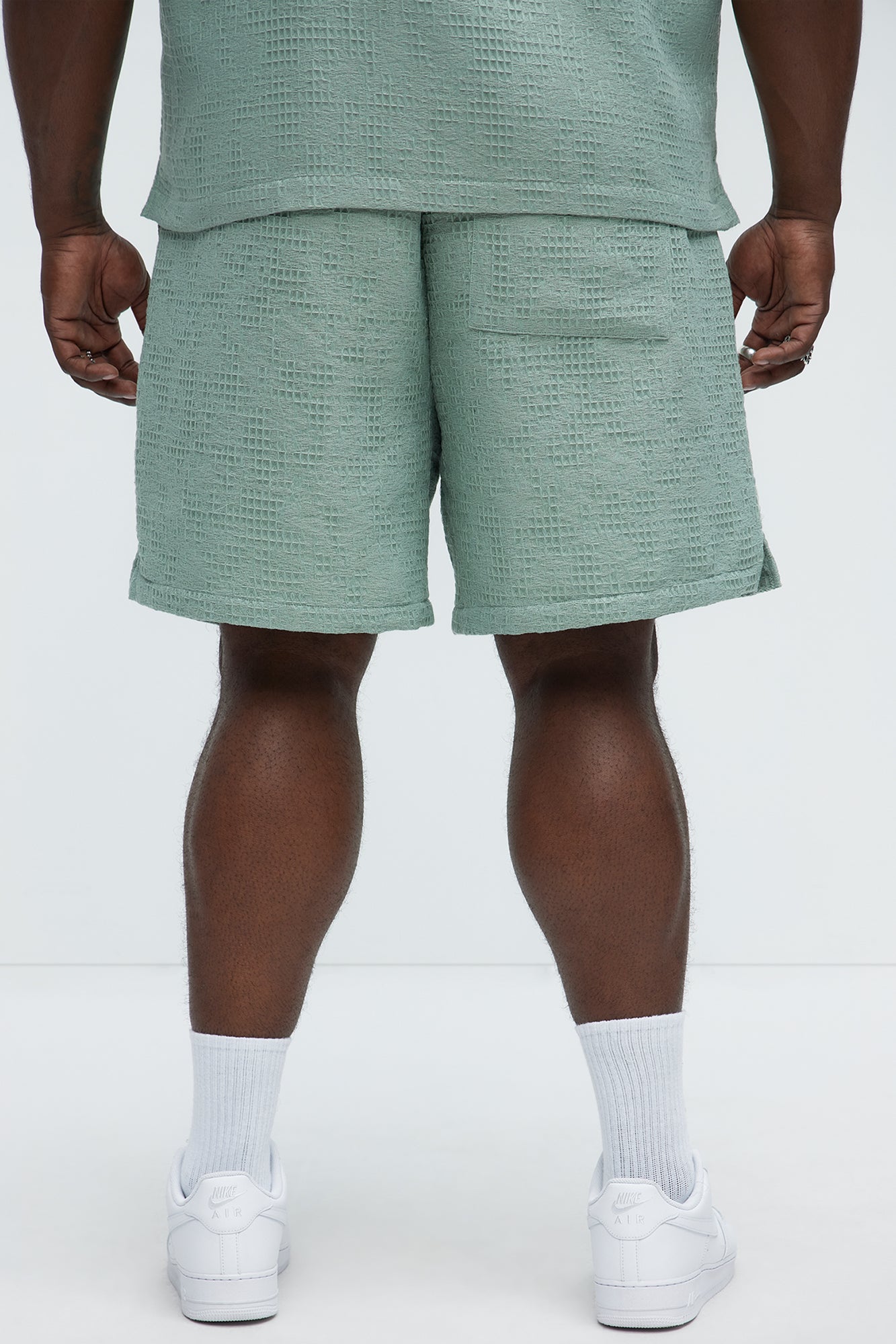 Subtle Waffle Texture Shorts - Sage - Image 7