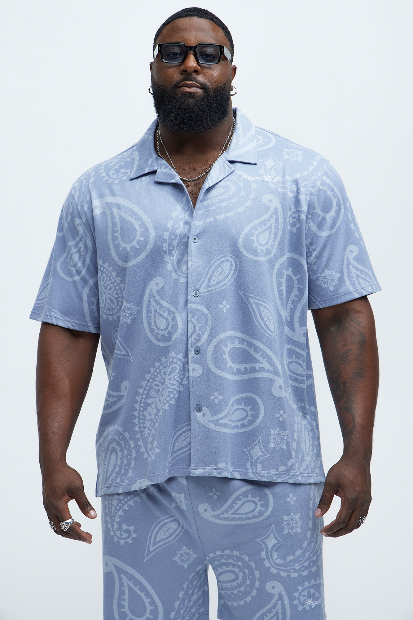 Heritage Paisley Short Sleeve Button Up - Light Blue - Image 5