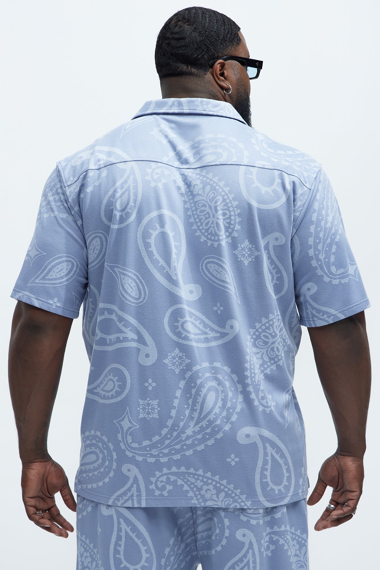 Heritage Paisley Short Sleeve Button Up - Light Blue - Image 8