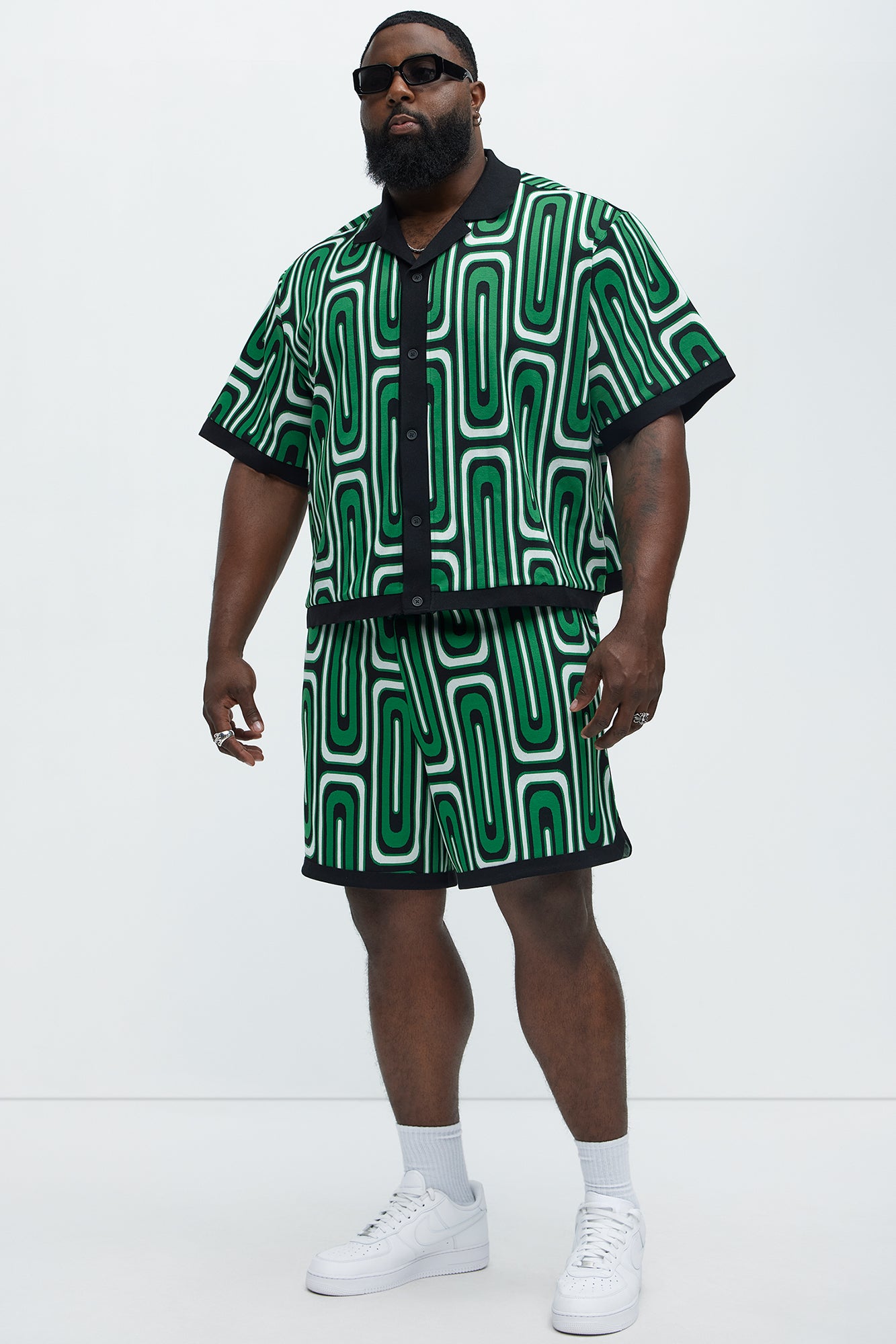 Jack Retro Pattern Warm Up Shorts - Green/combo - Image 7