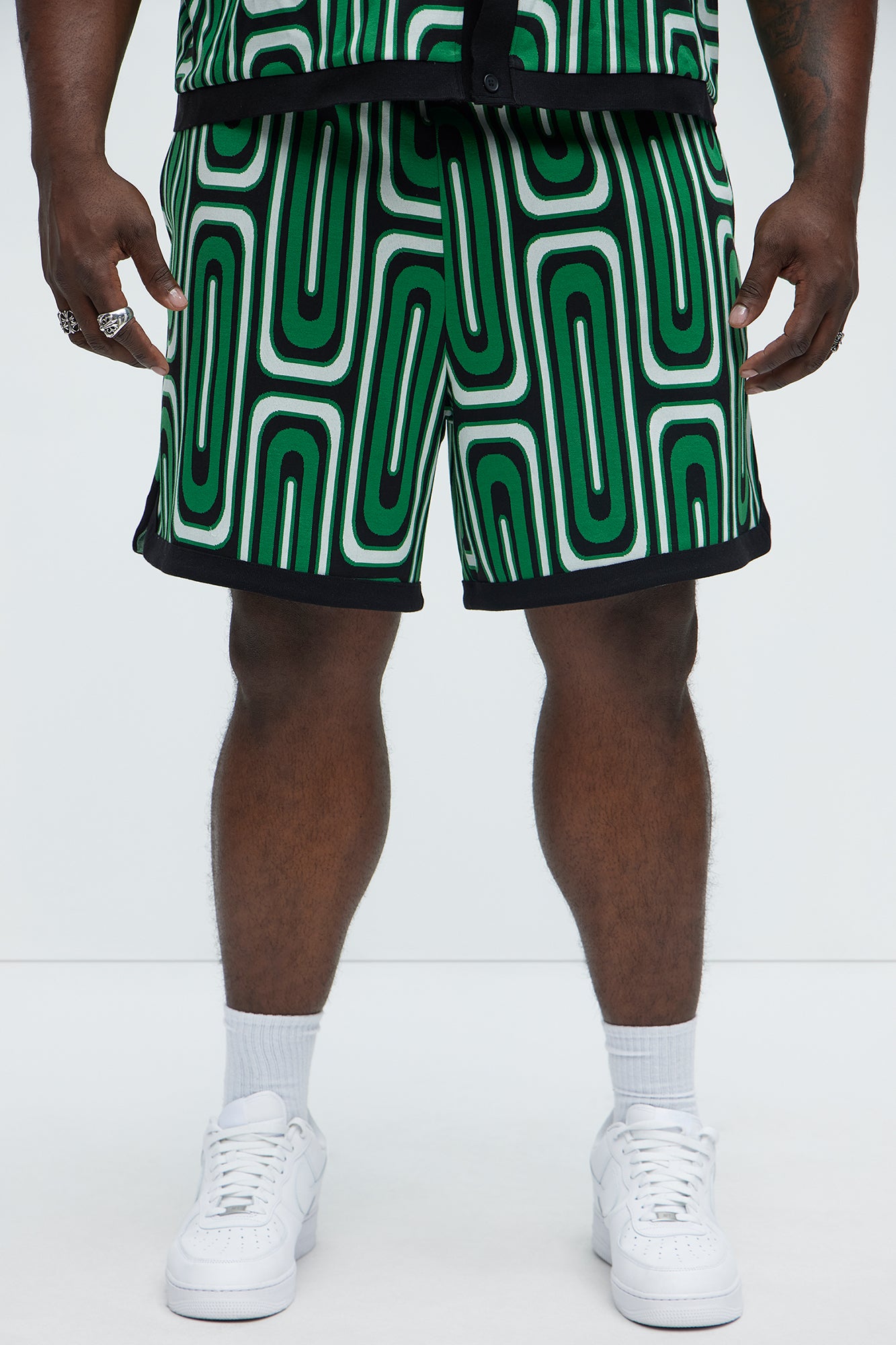 Jack Retro Pattern Warm Up Shorts - Green/combo - Image 6