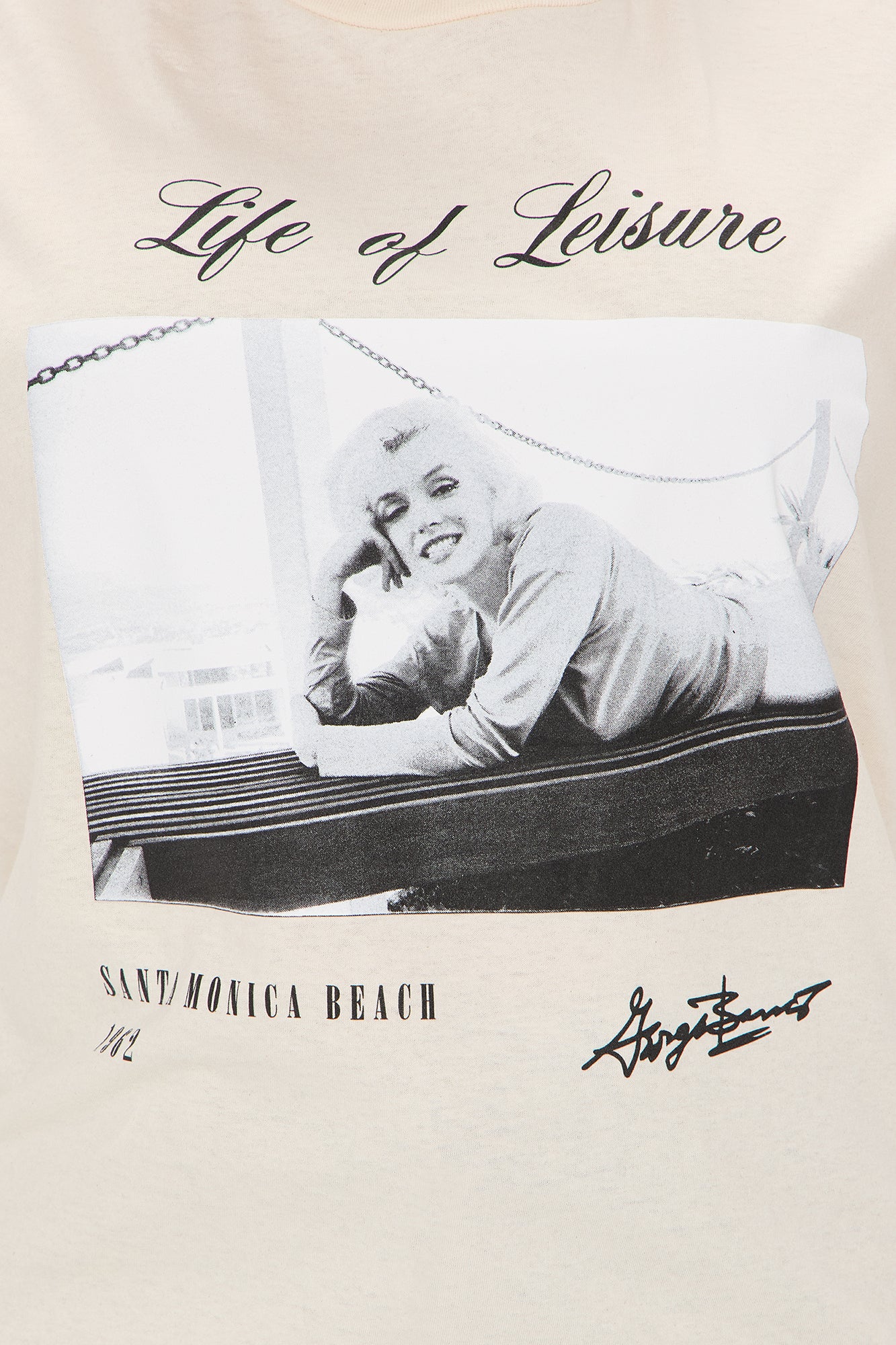 Marilyn Monroe Life Of Leisure Oversized Tee - Cream - Image 3