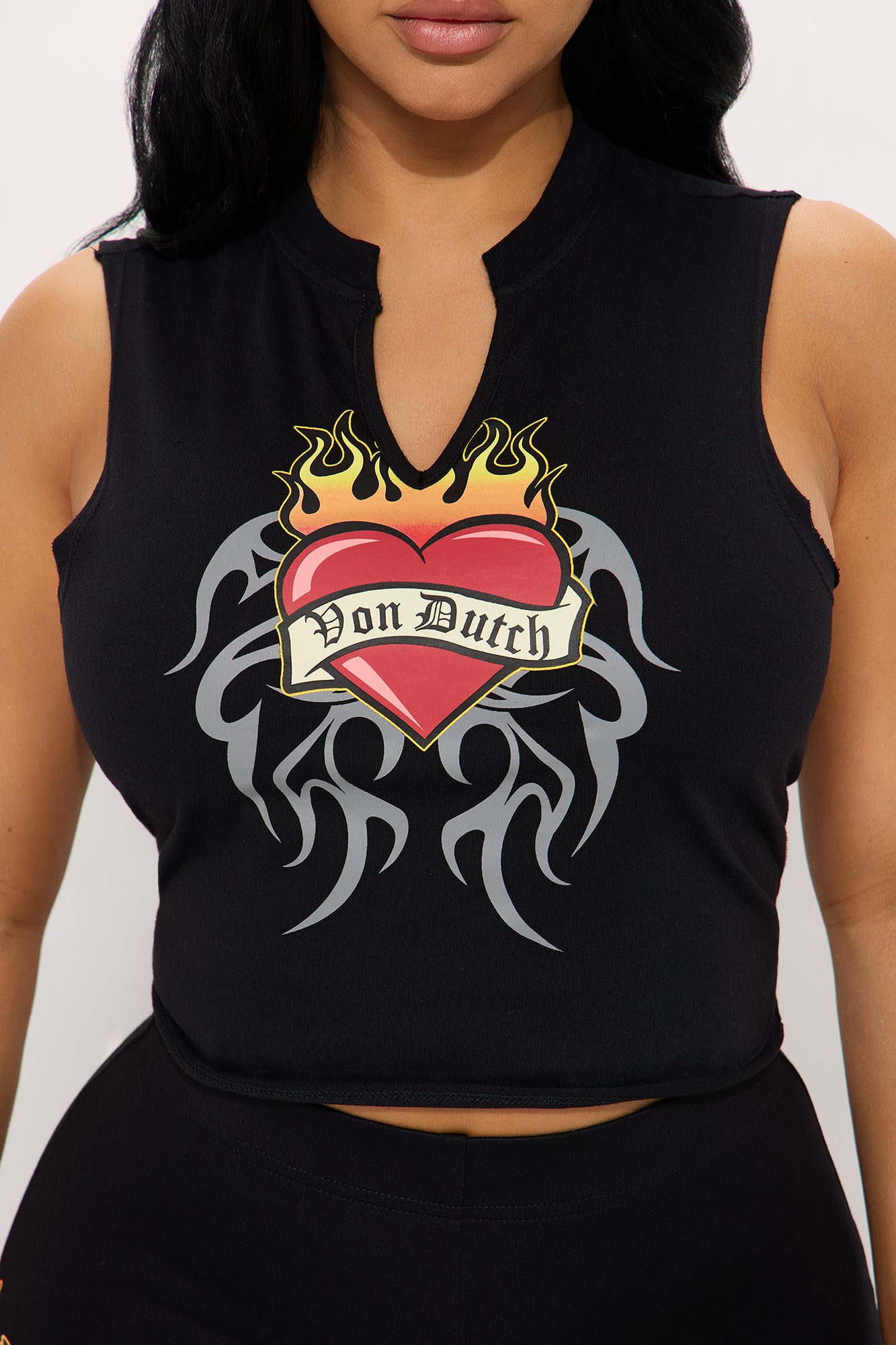 Von Dutch Fiery Heart Muscle Tee - Black - Image 3
