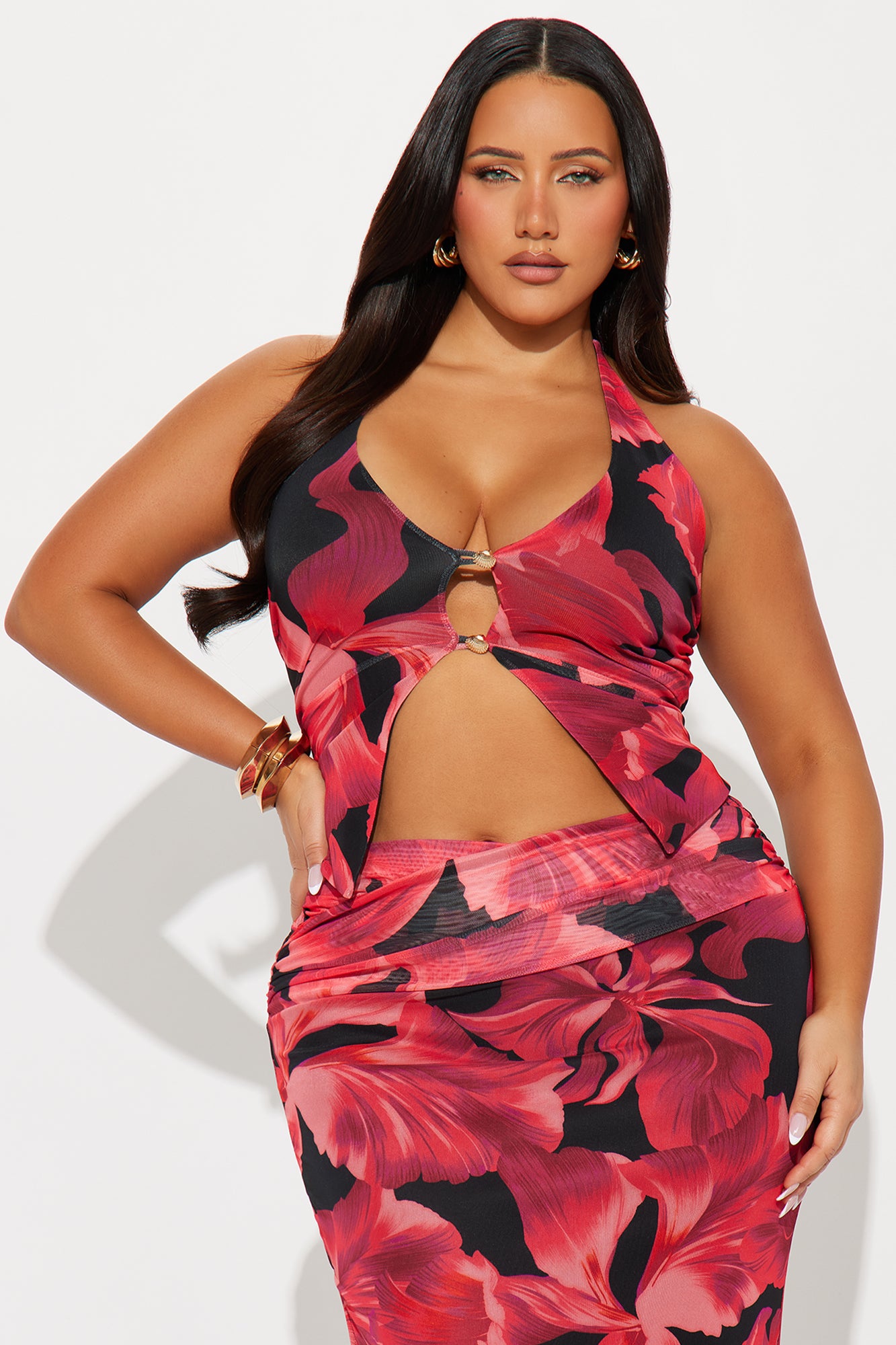 Late Nights In Cabo Maxi Skirt Set - Fuchsia/combo - Image 5