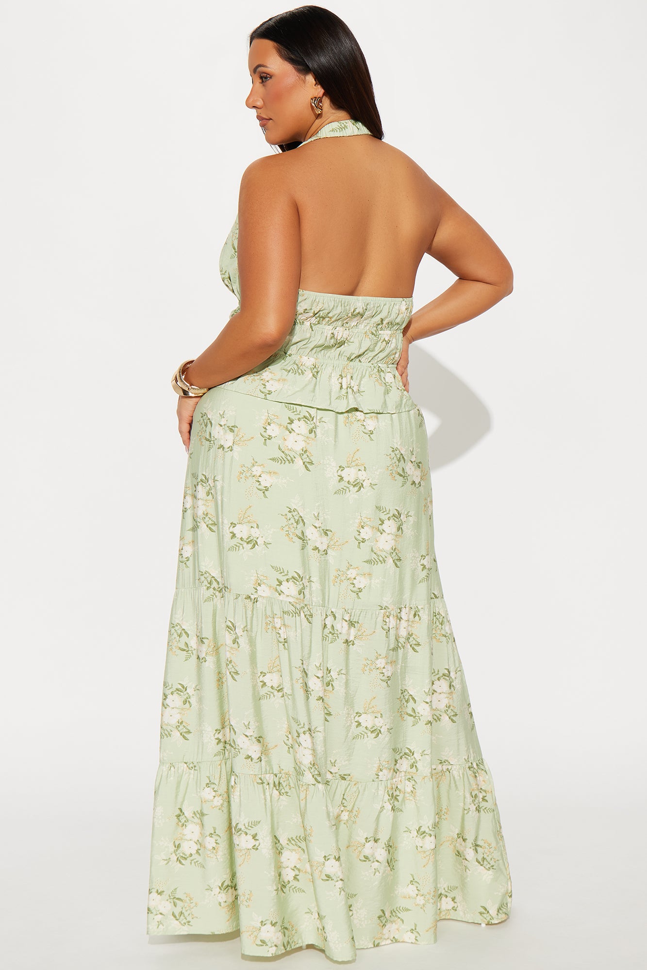 Floral Garden Maxi Skirt Set - Sage/combo - Image 6