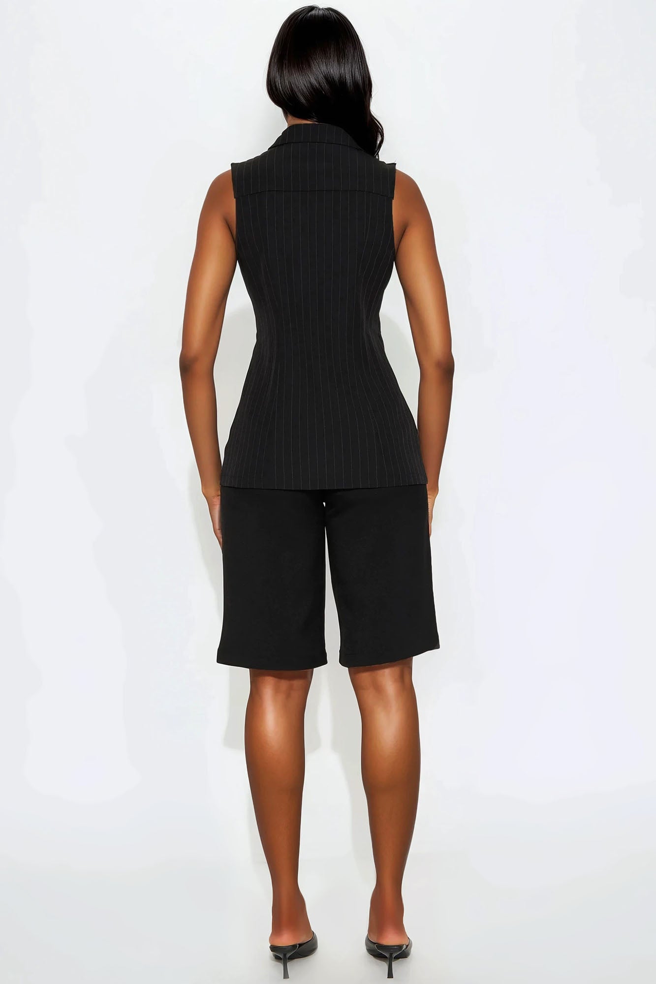 In Pure Harmony Pinstripe Vest - Black/White - Image 3