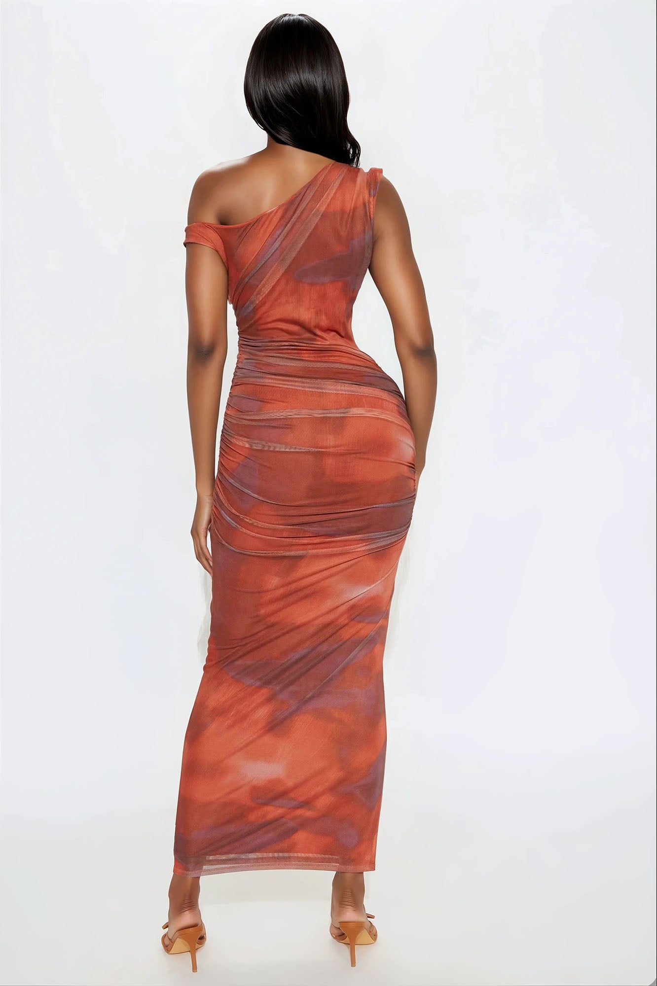 Alex Mesh Maxi Dress - Rust/combo - Image 3