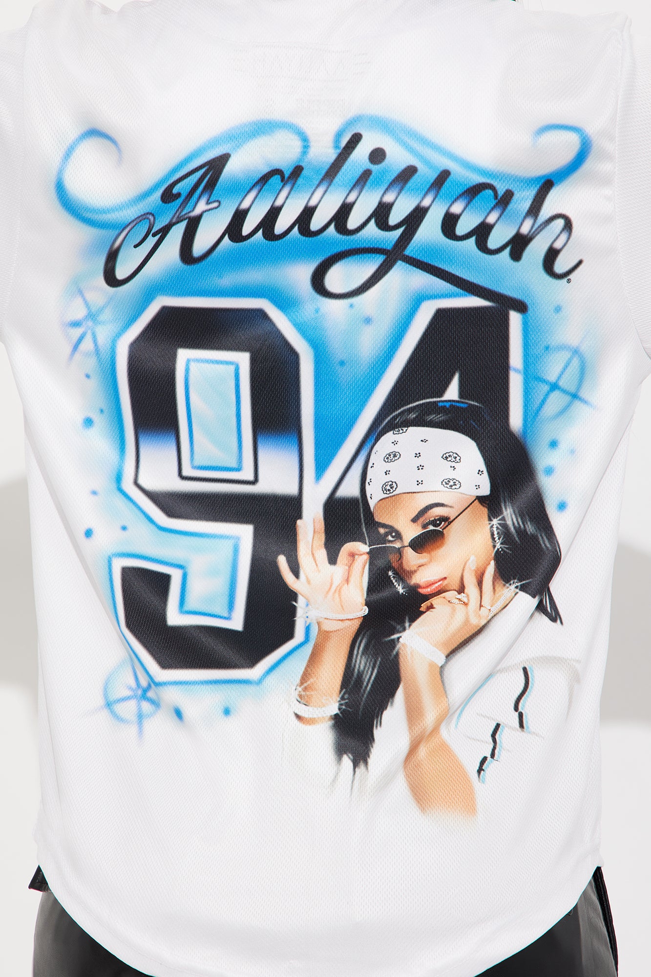 Aaliyah Airbrush Baseball Jersey  - White - Image 5
