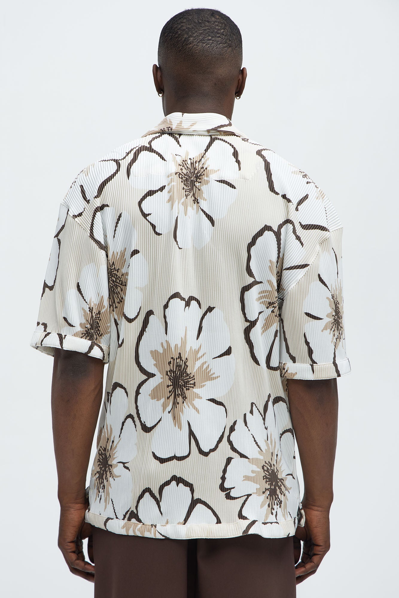 Oversized Tropical Flowers Button Up Shirt - Off White/combo - Image 4