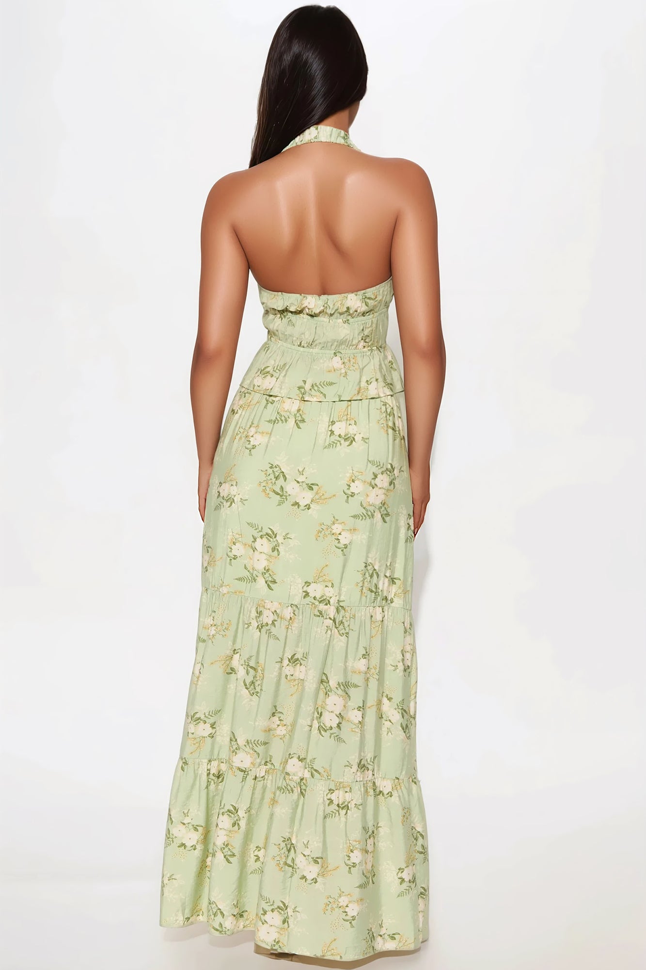 Floral Garden Maxi Skirt Set - Sage/combo - Image 3