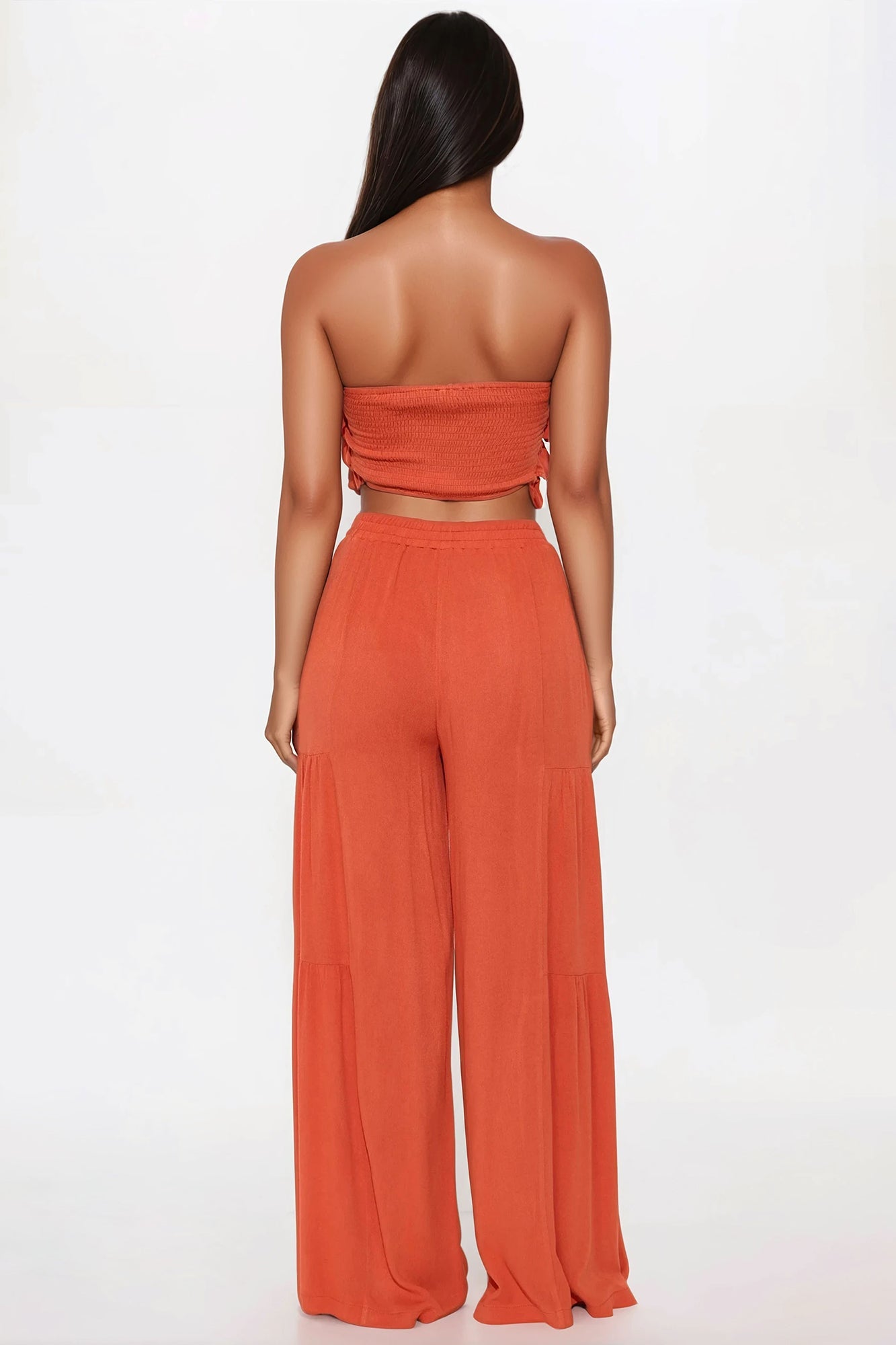 Aurora Ruffle Wide Leg Pant Set - Rust - Image 3