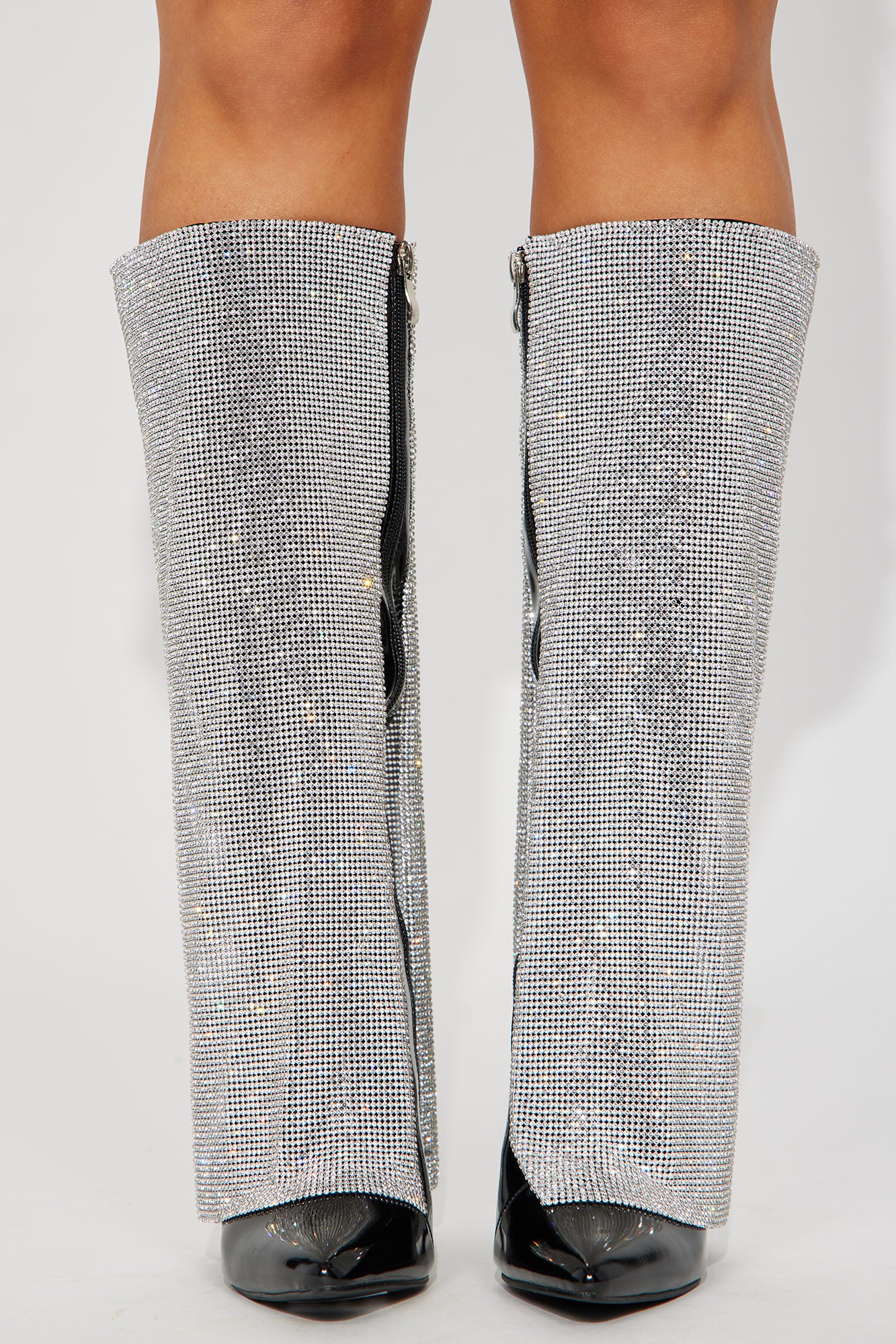 Award Winning Rhinestone Knee High Boots - Black - Image 3