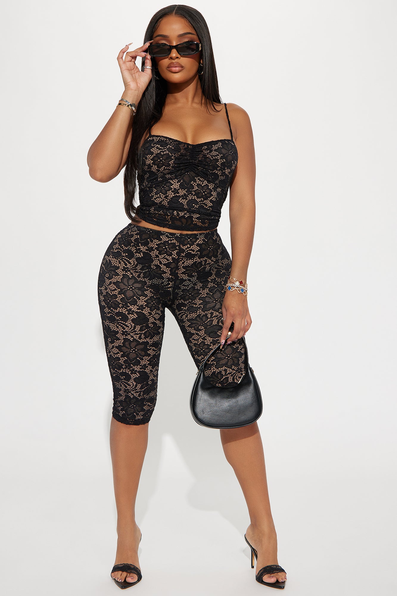 Victoria Lace Capri Set - Black - Image 4