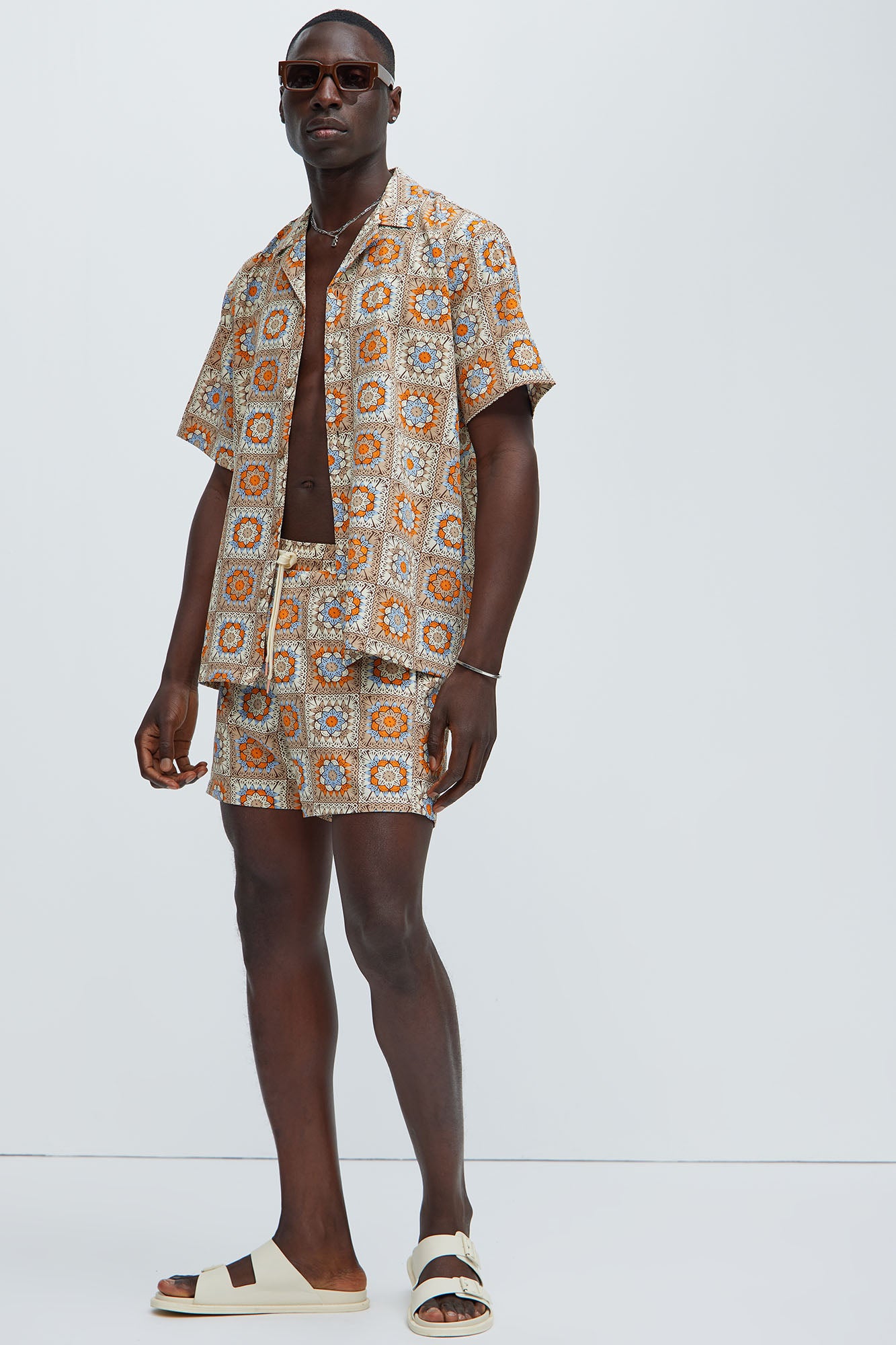 Indy Crochet Print Swim Mid Trunk - Natural/Combo - Image 3