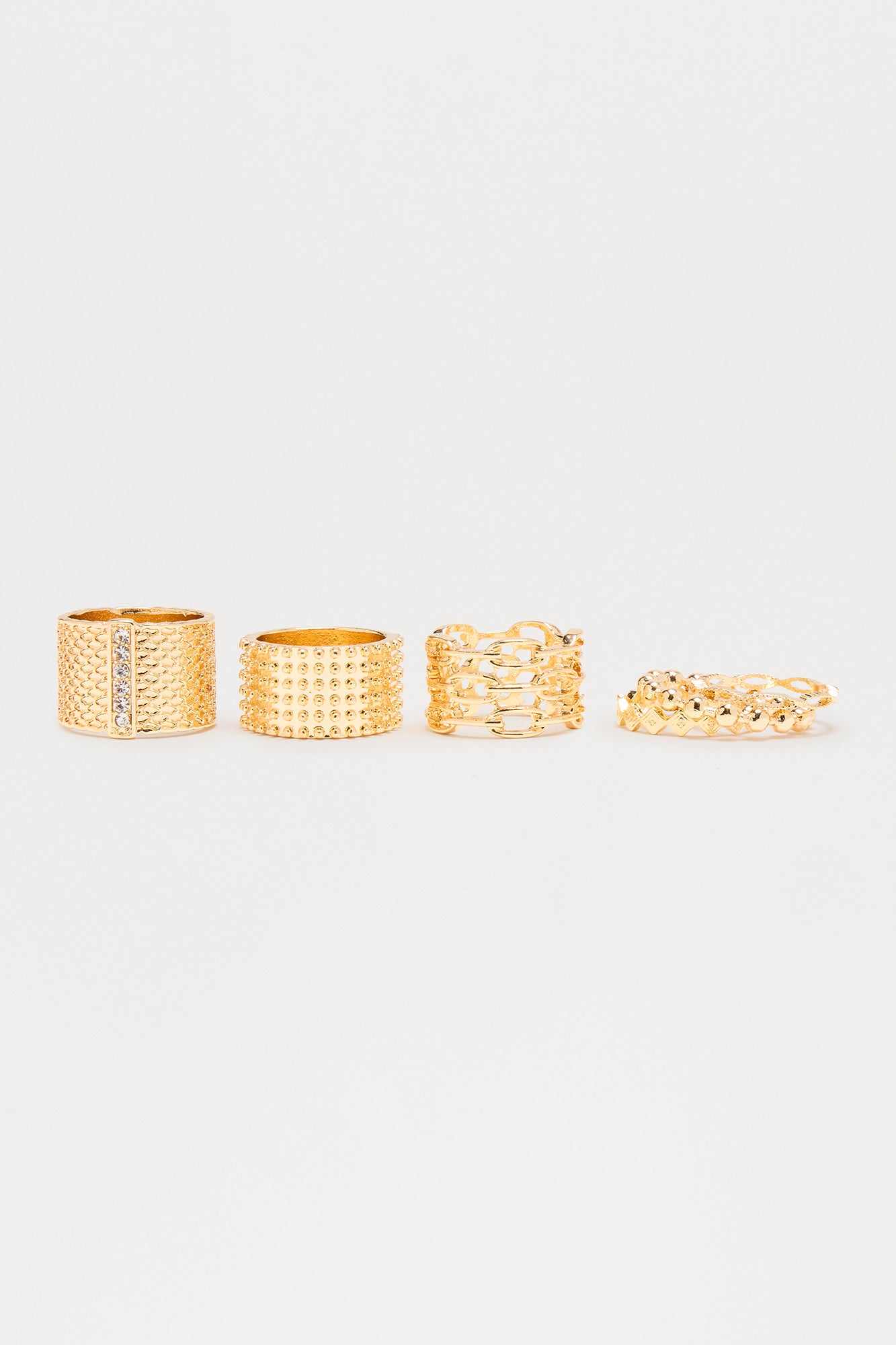 Starlit Stack Rhinestone Trim 6 Piece Multi Ring Set - Gold - Image 3