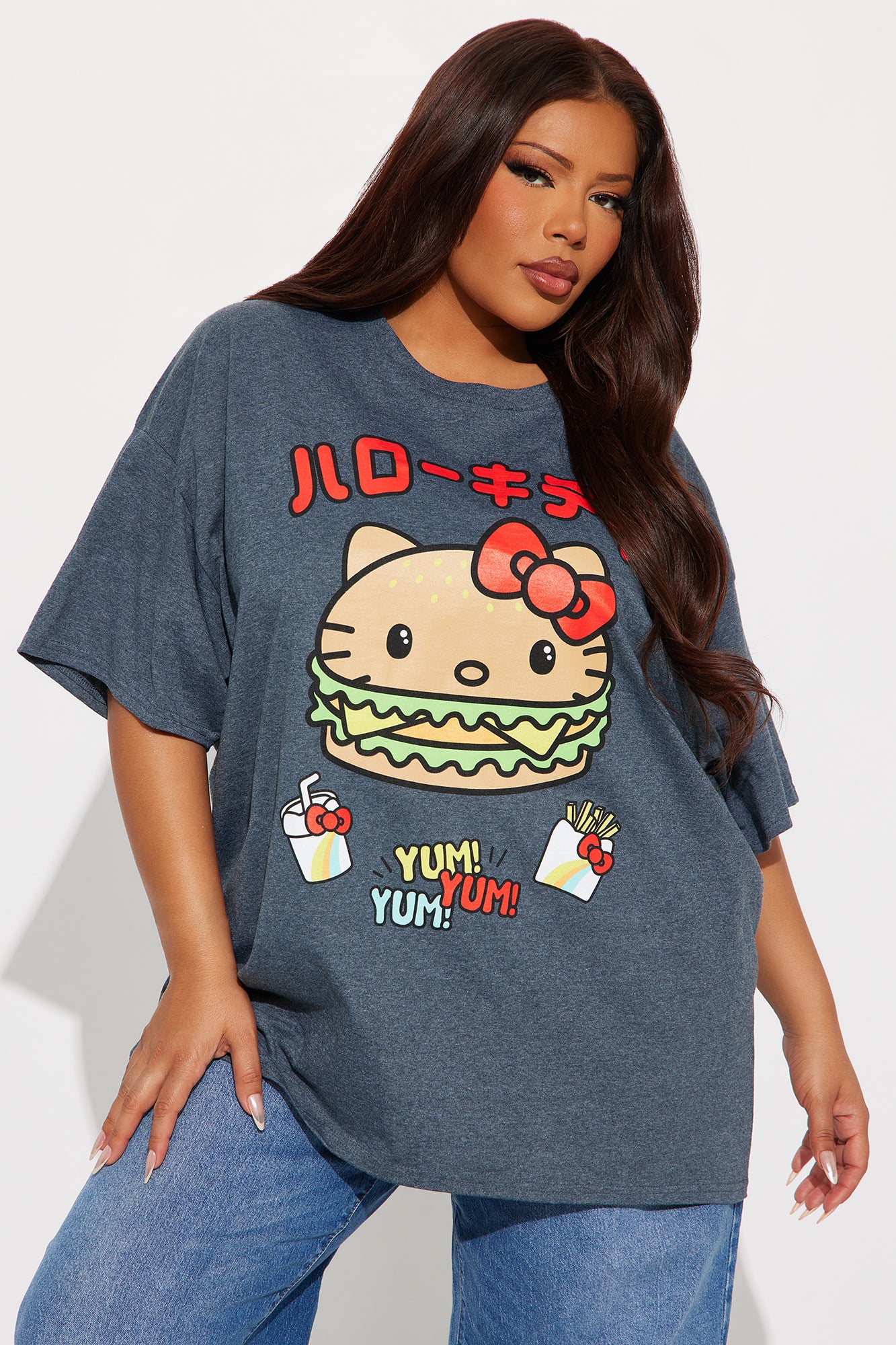Hello Kitty Cheeseburger Tee - Charcoal - Image 4