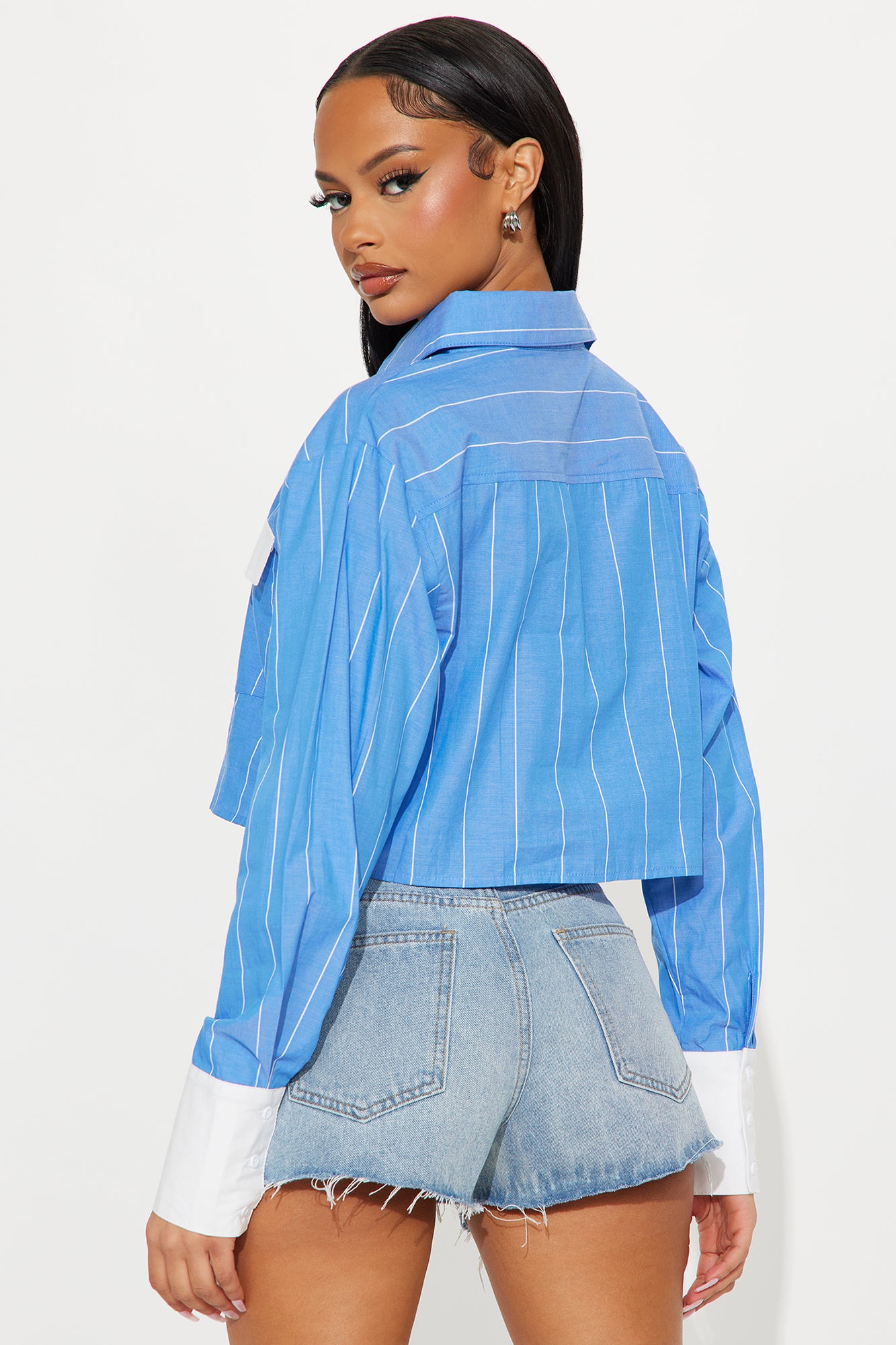 Nadia Striped Linen Button Up Shirt - Blue/combo - Image 3