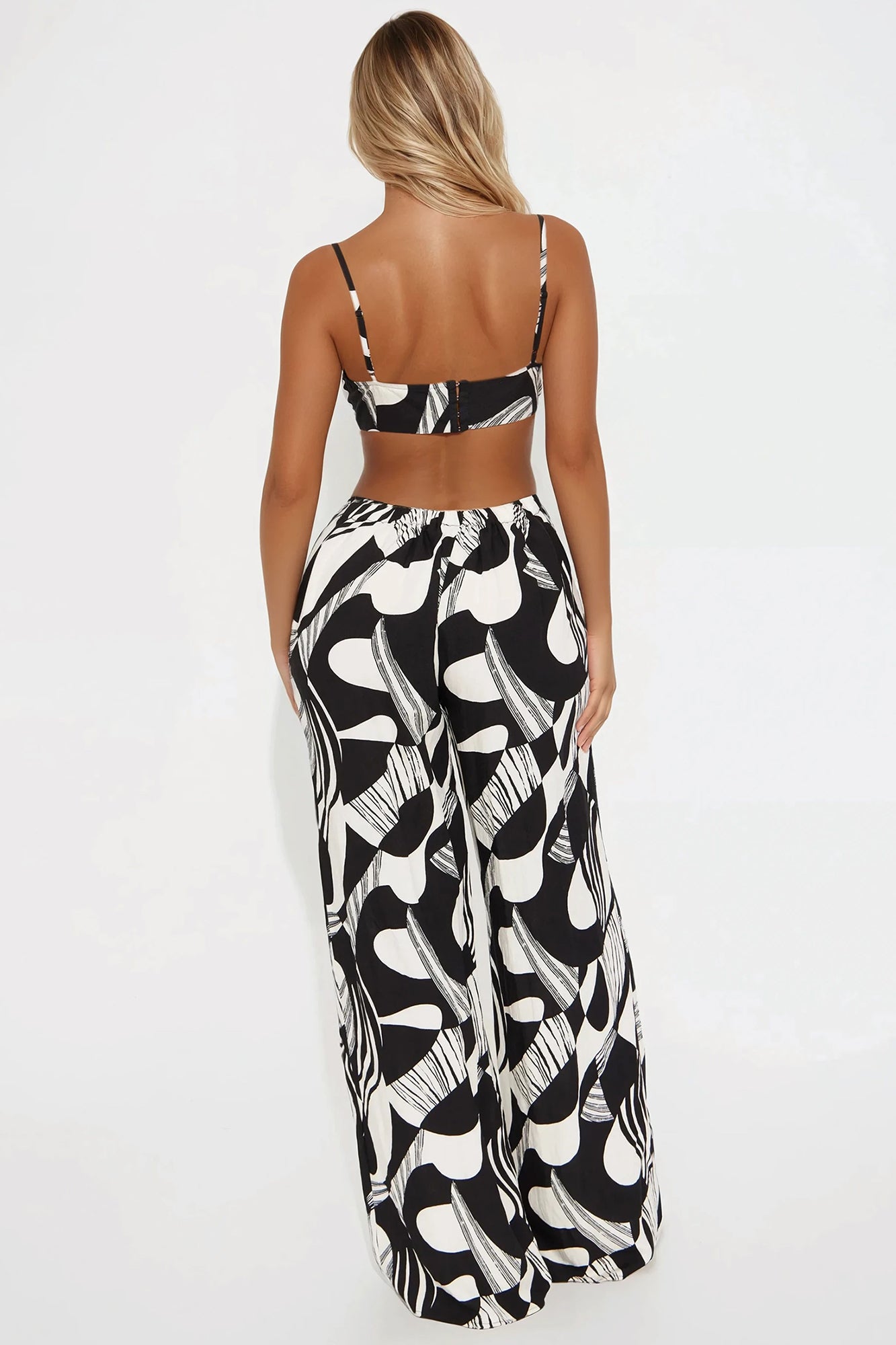 There You Are Abstract Print Linen Jumpsuit - Black/combo - Image 3
