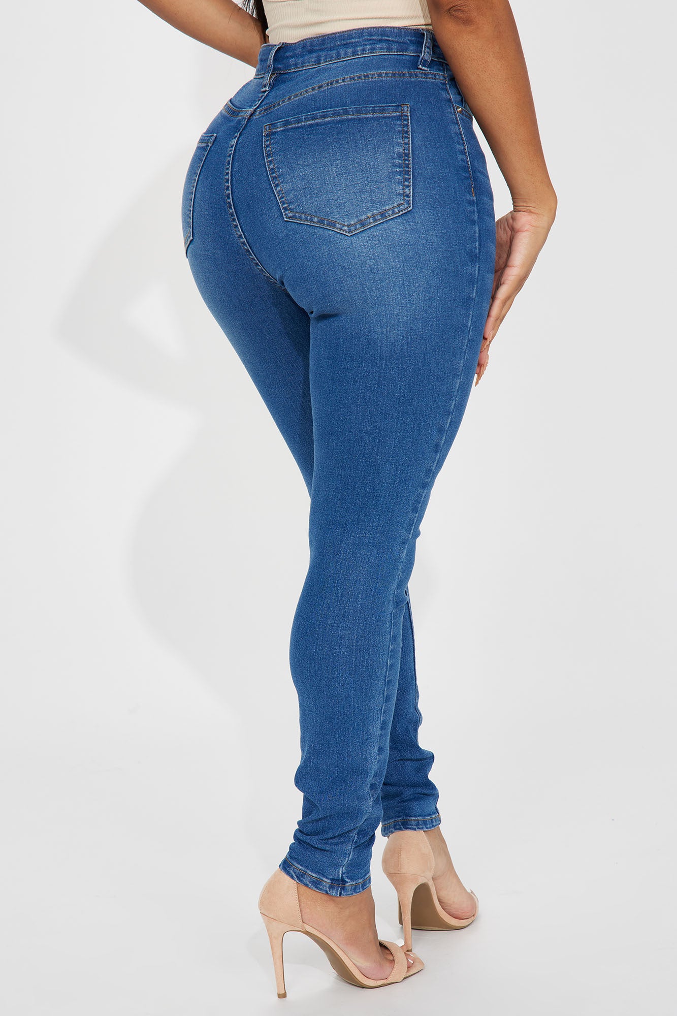 Amara High Rise Stretch Skinny Jeans - Medium Wash - Image 3