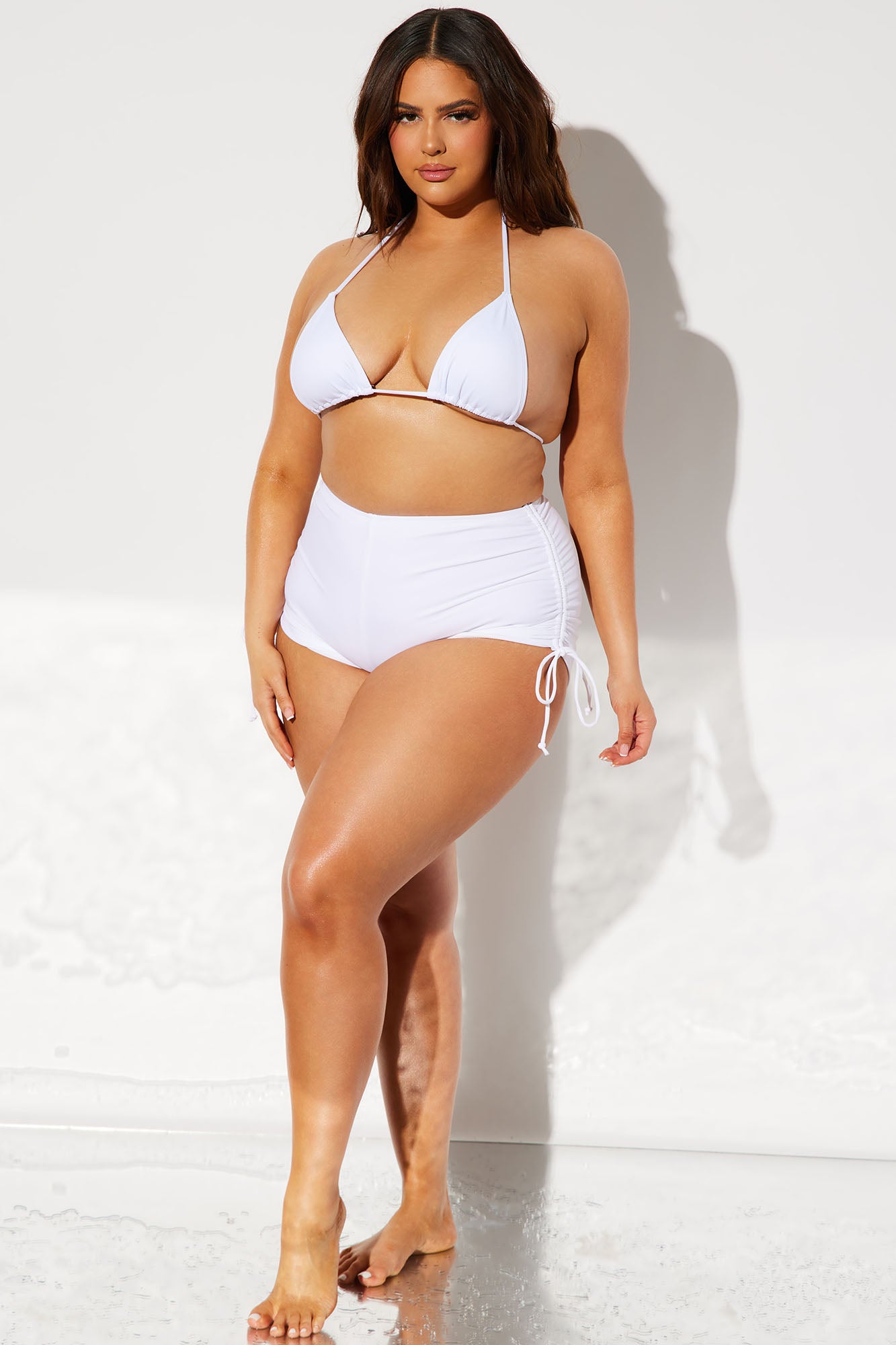 Maui Mix And Match Ruched Side Short Bikini Bottom - White - Image 5