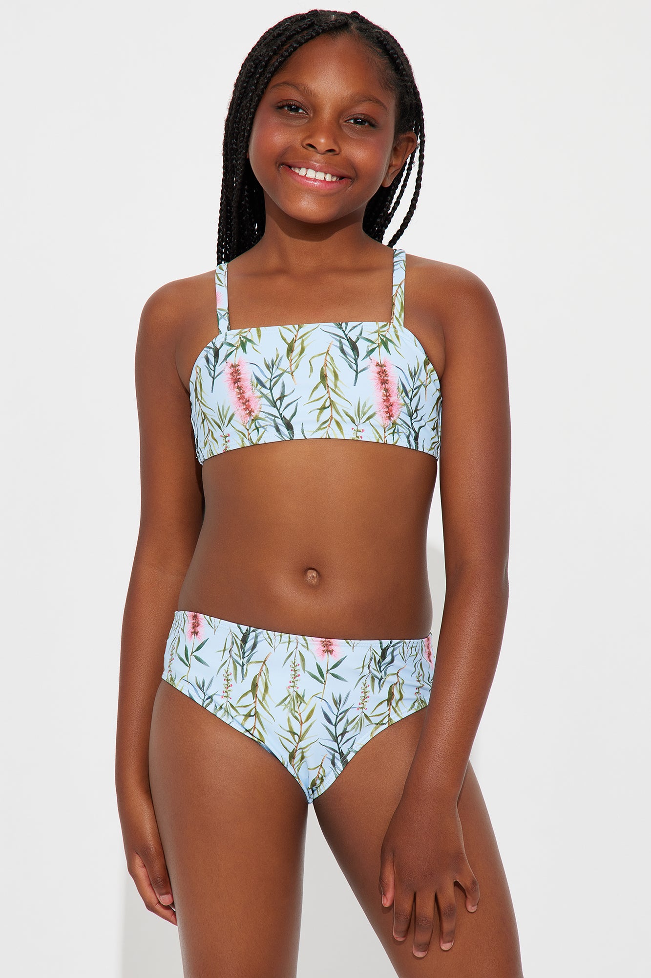 MIini Nalani 3 Pc Bikini And Skirt Set - Light Blue - Image 3