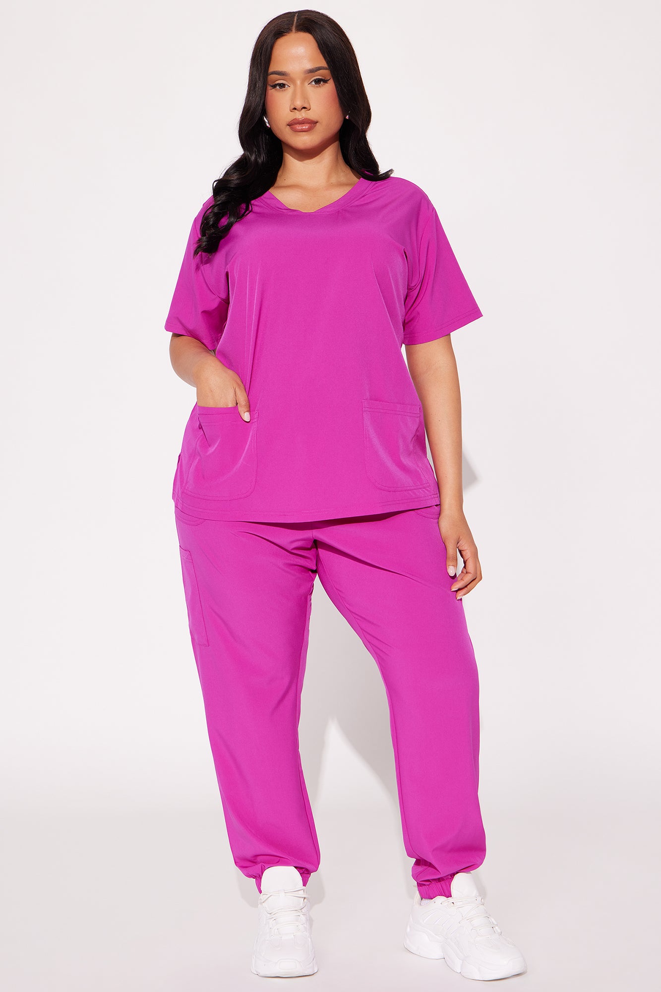 Care For You 4 Way Stretch Scrub Uniform Jogger Set - Magenta - Image 4