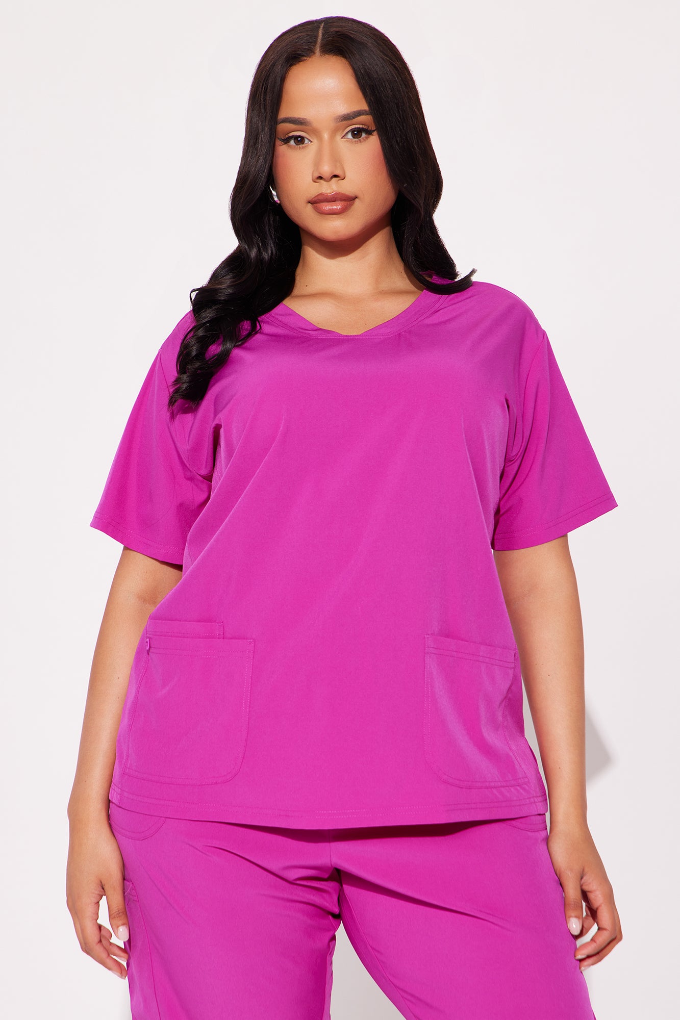 Care For You 4 Way Stretch Scrub Uniform Jogger Set - Magenta - Image 5